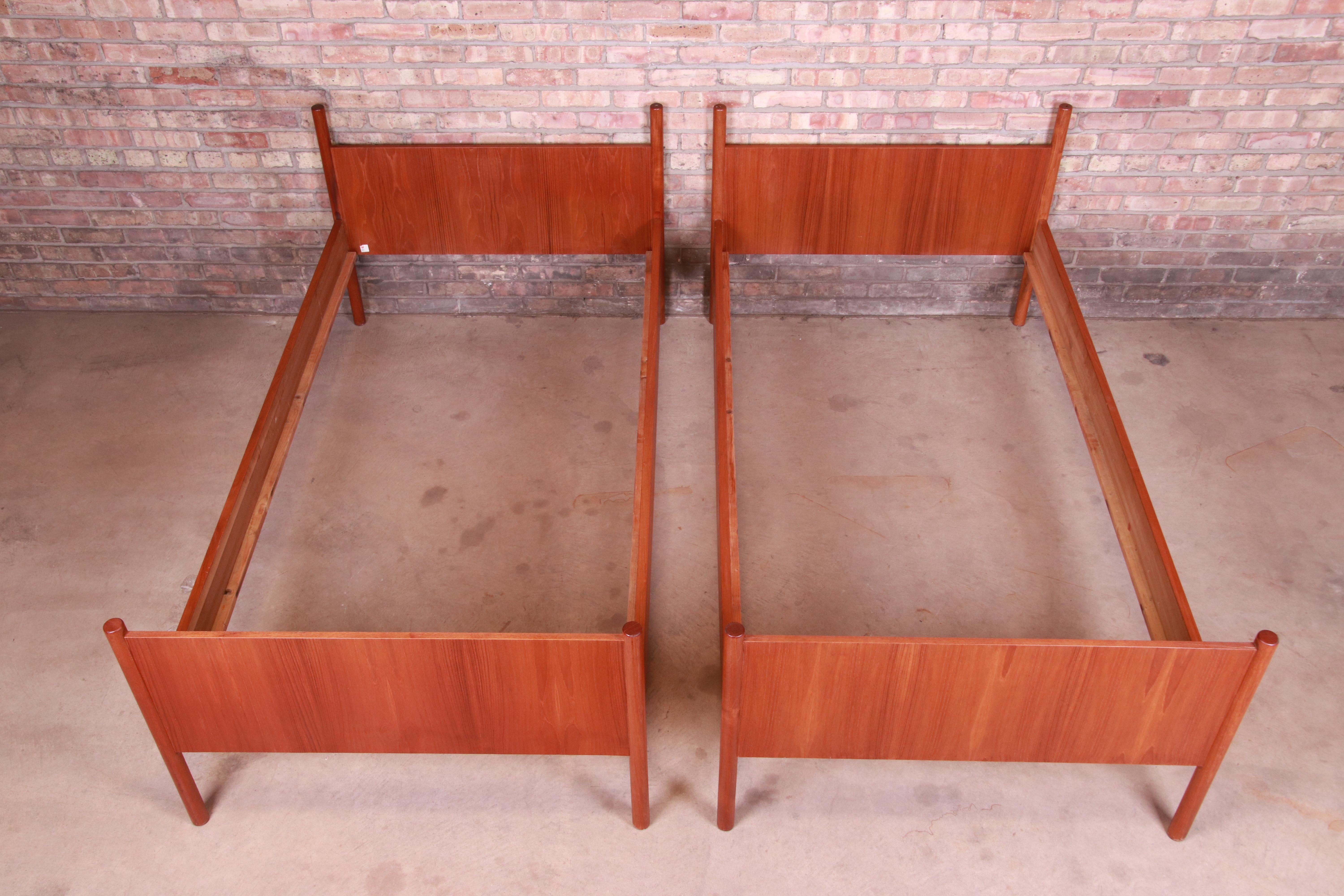 Westnofa Midcentury Scandinavian Modern Teak Twin Bed Frames, Pair 4