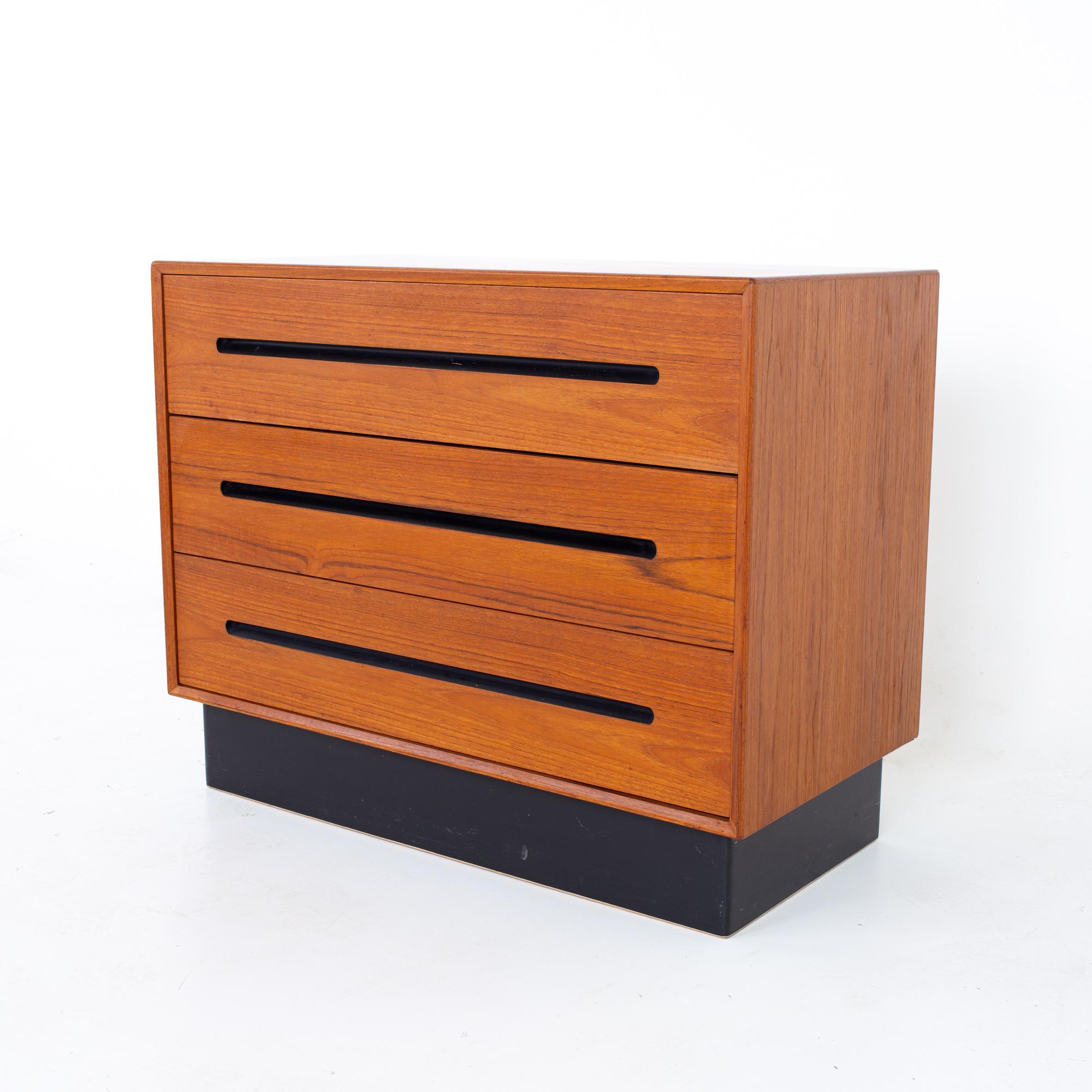 Mid-Century Modern Westnofa Mid Century Teak 3 Drawer Dresser Chest - Pair