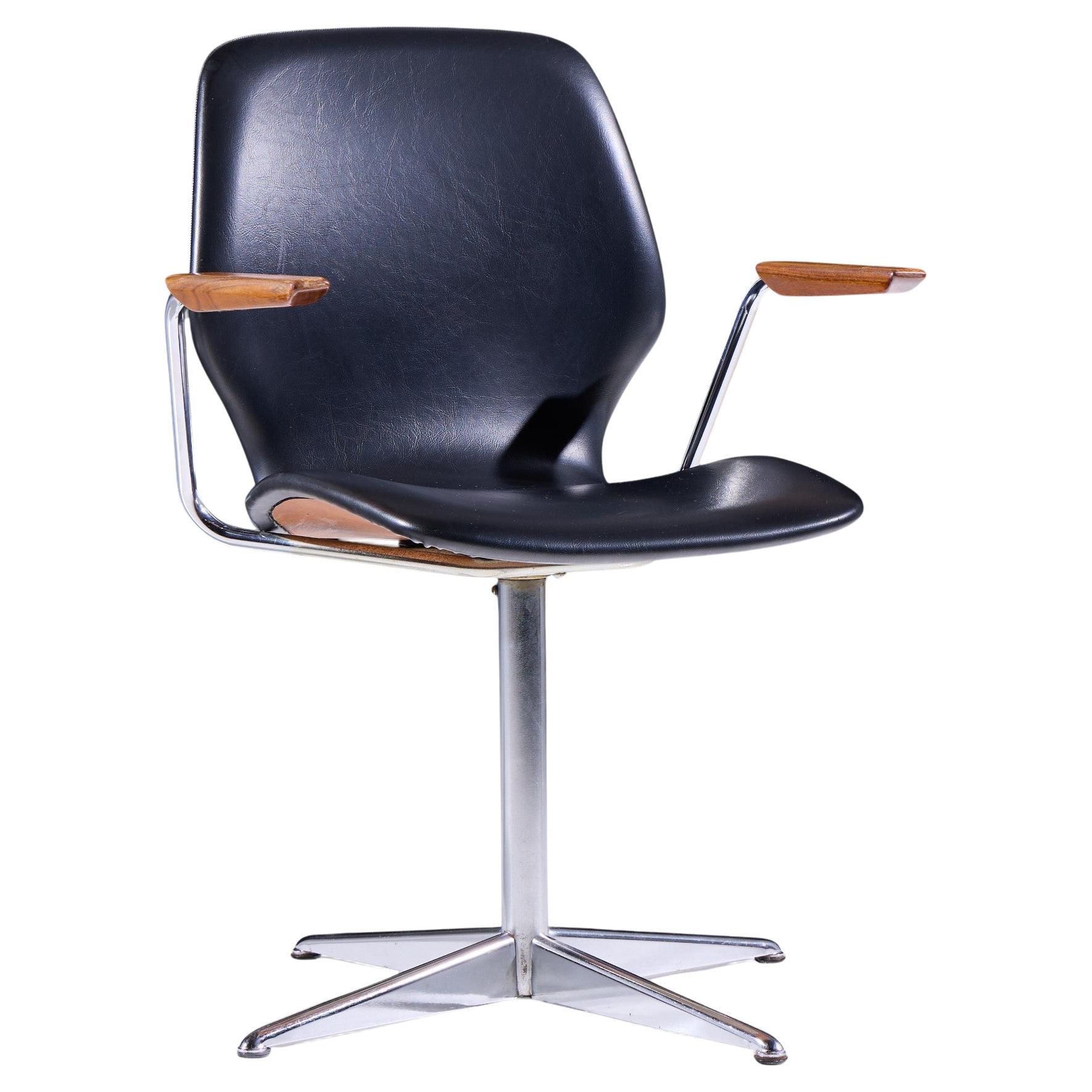 Westnofa Chaise pivotante en teck et chrome du milieu du siècle