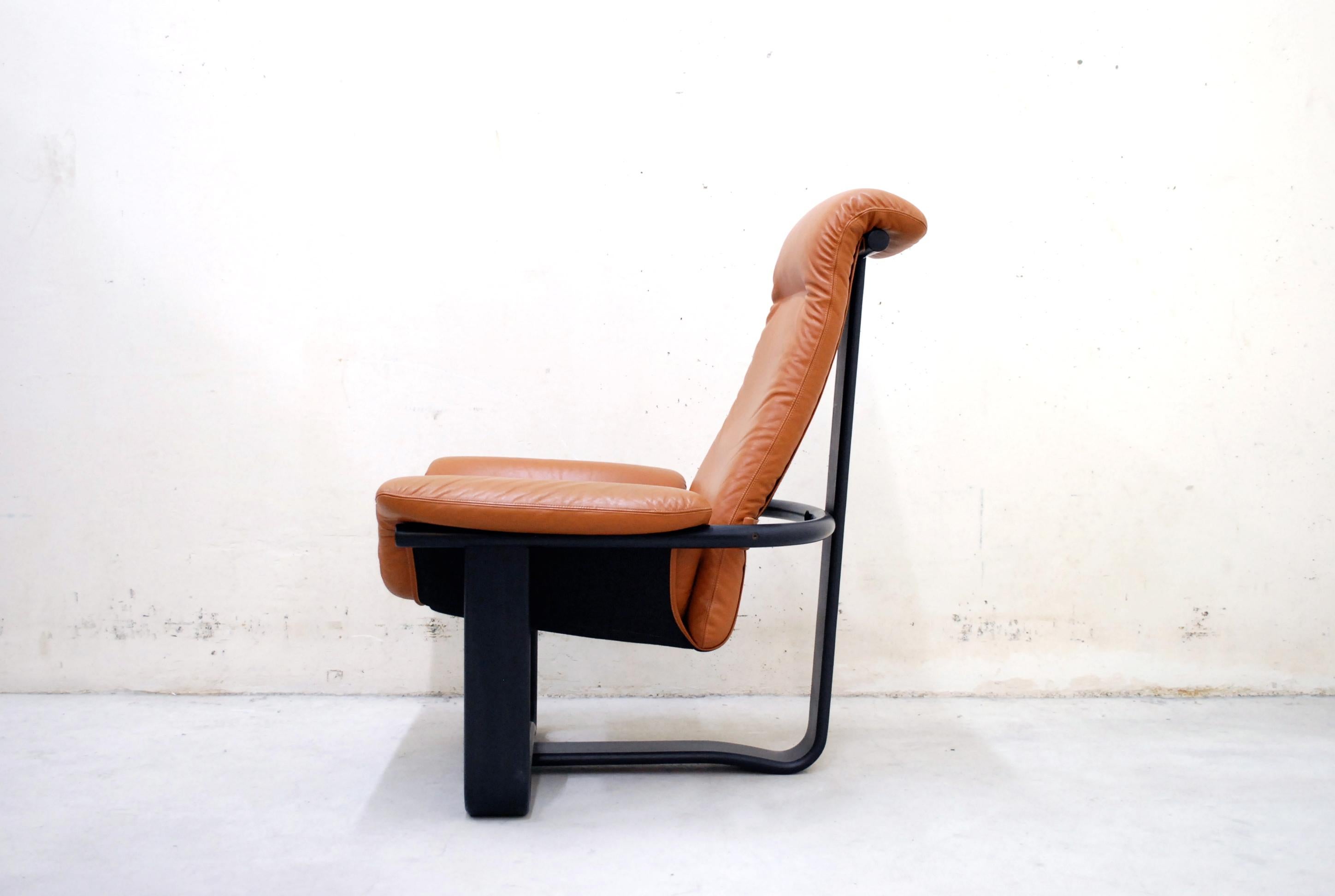 Scandinavian Modern Westnofa Model Manta Cognac Leather Lounge Chair