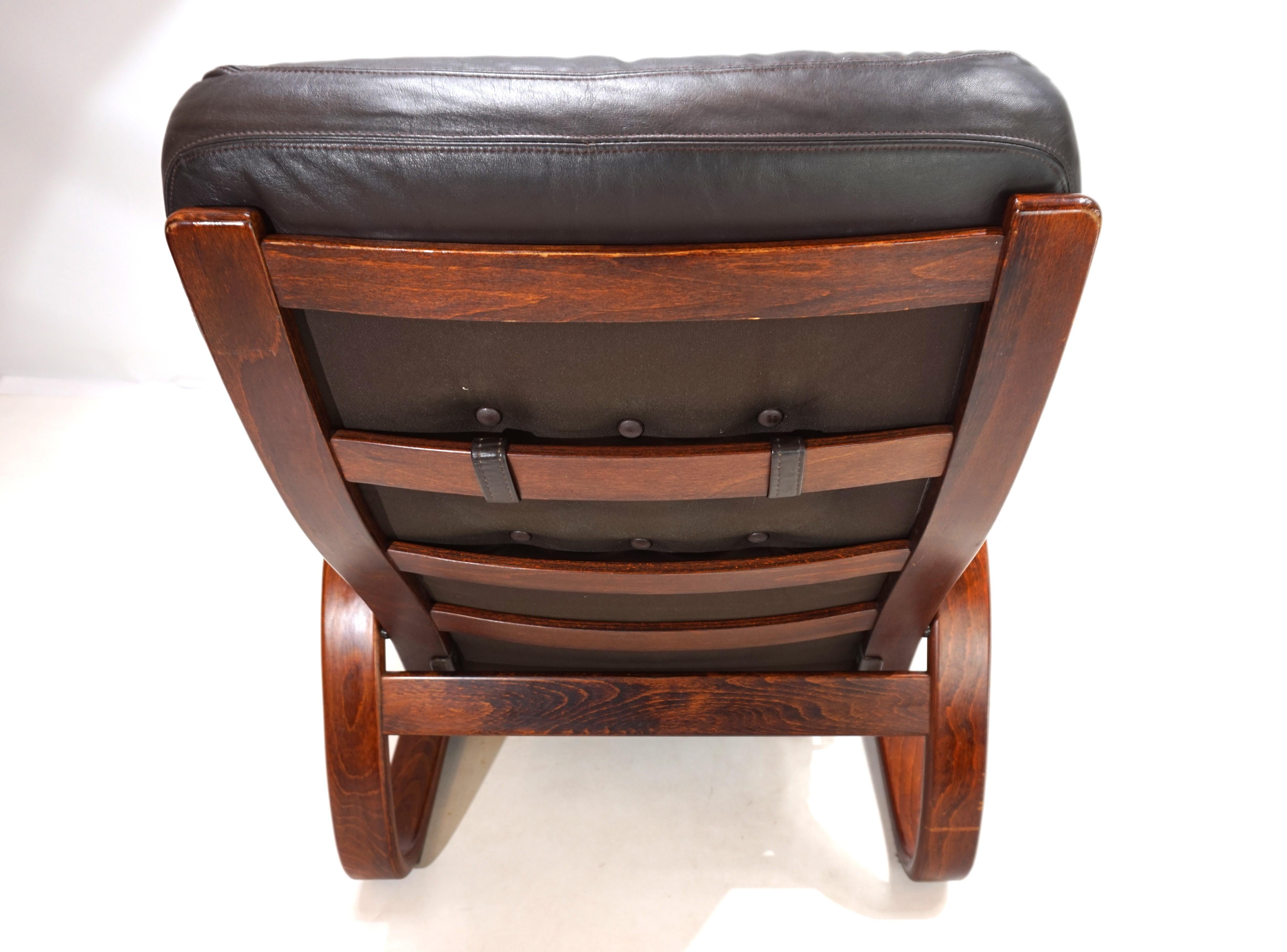 Westnofa Panter leather lounge chair with ottoman by Arnt Lande, 1970 8
