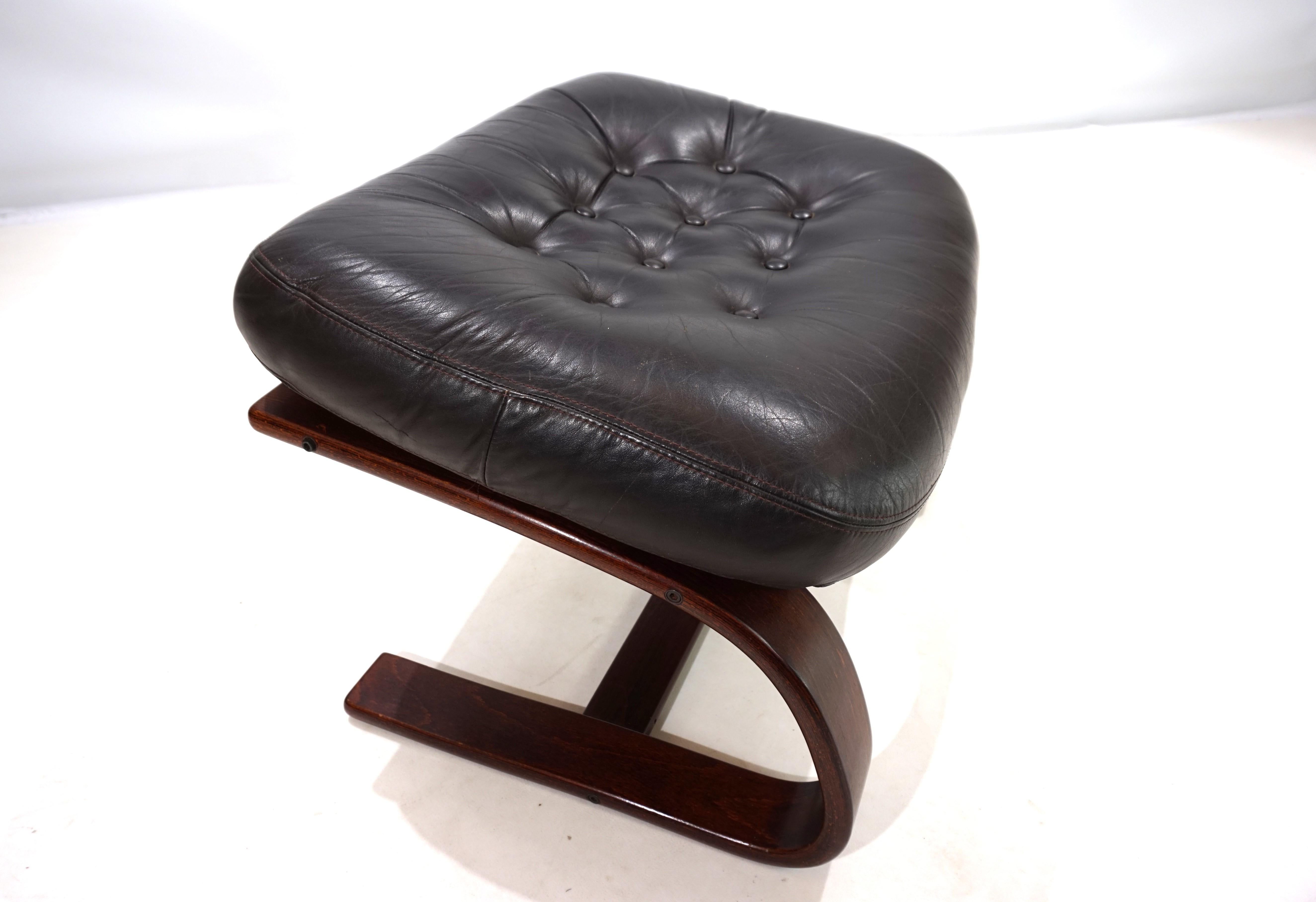 Westnofa Panter leather lounge chair with ottoman by Arnt Lande, 1970 13