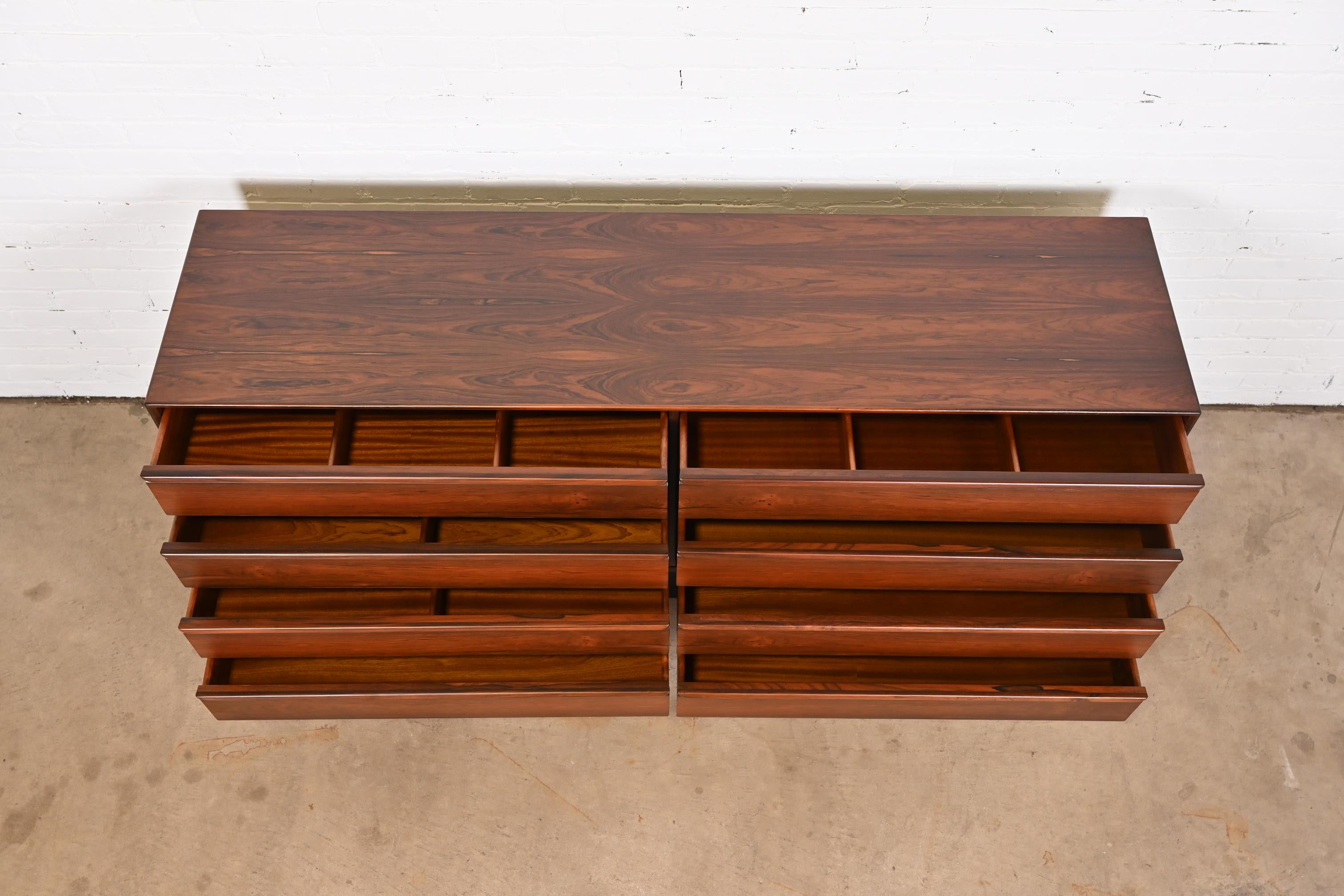 Westnofa Scandinavian Modern Rosewood Dresser or Credenza, Newly Refinished For Sale 5