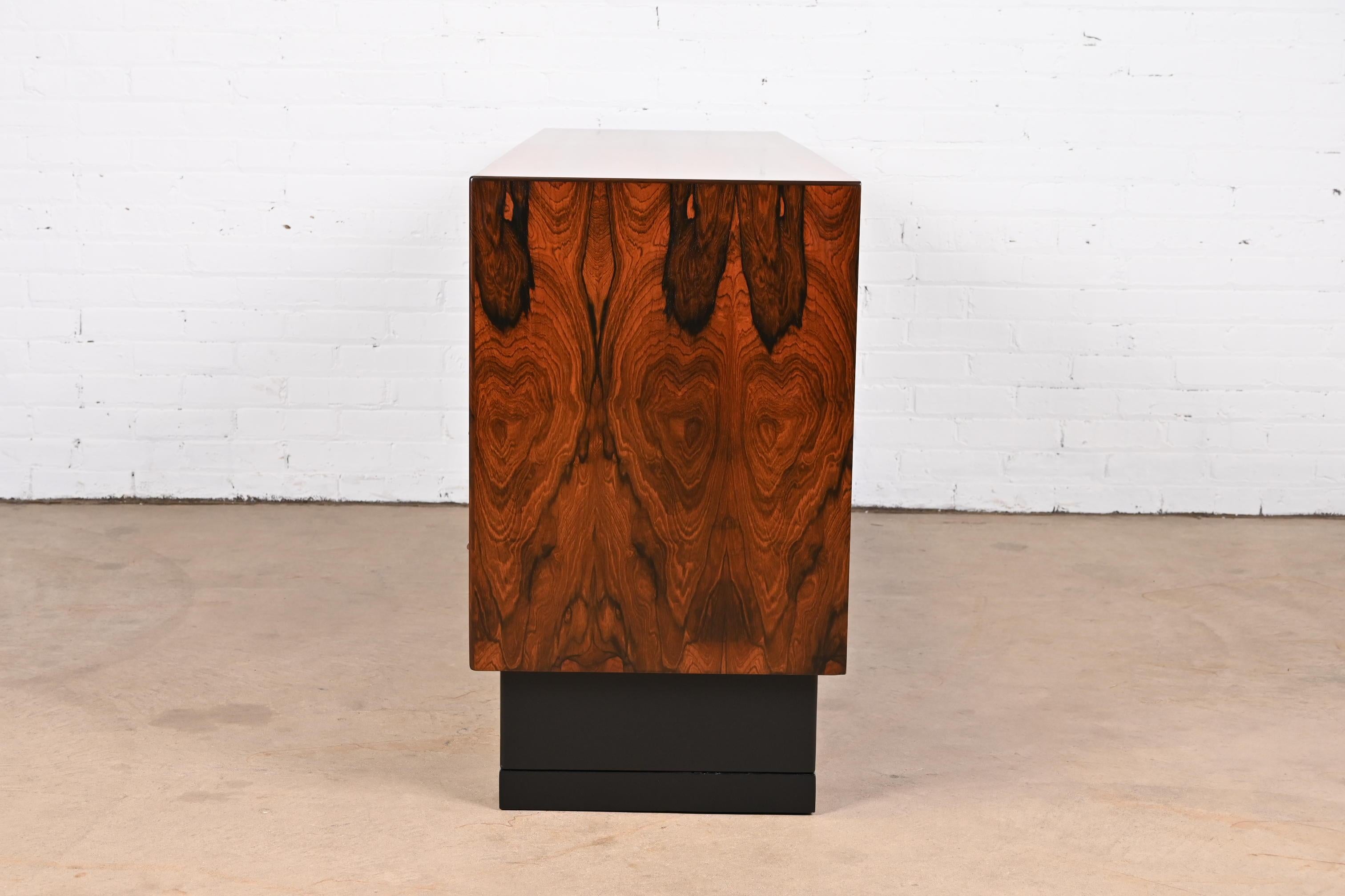 Westnofa Scandinavian Modern Rosewood Dresser or Credenza, Newly Refinished For Sale 8