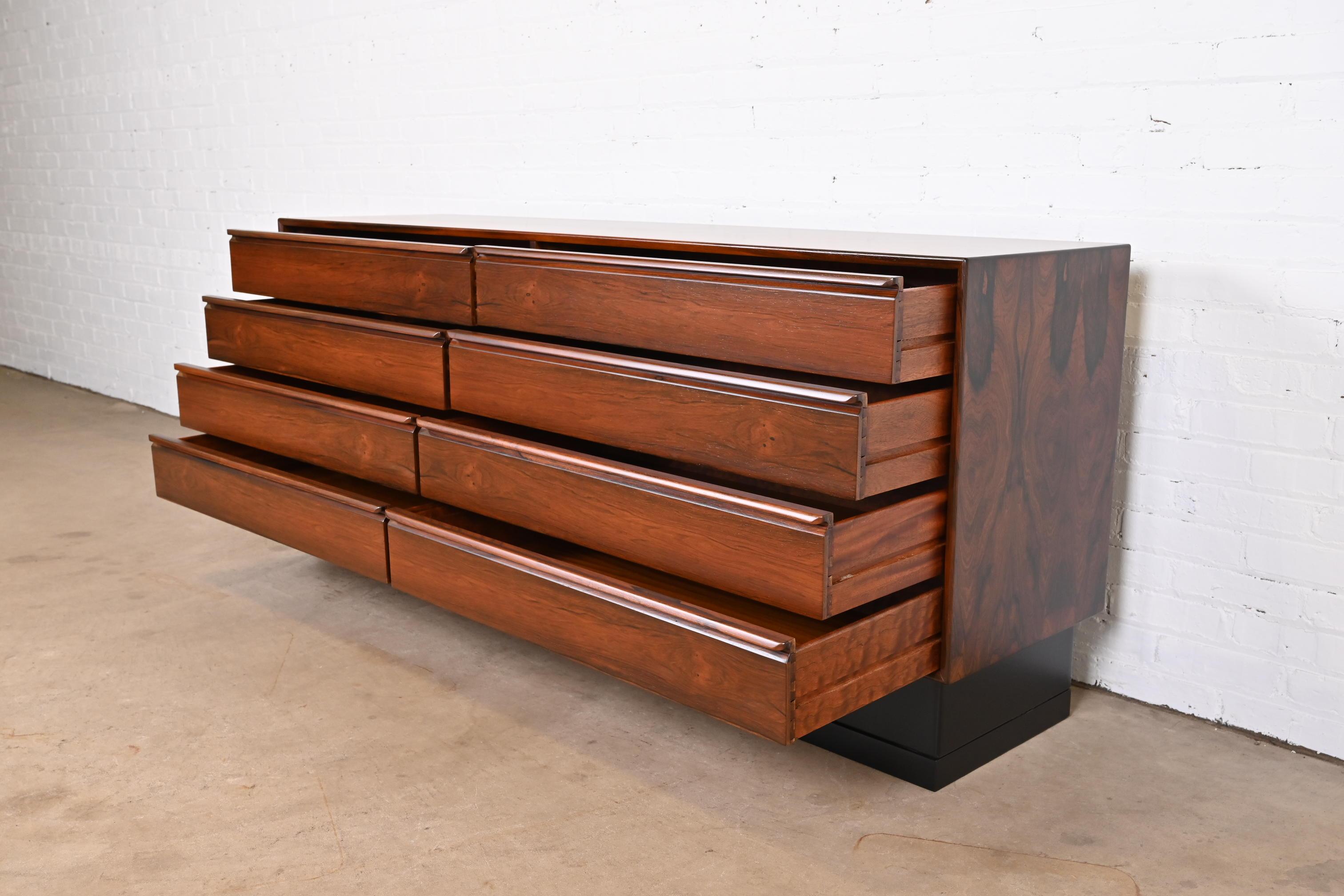 Westnofa Scandinavian Modern Rosewood Dresser or Credenza, Newly Refinished For Sale 4