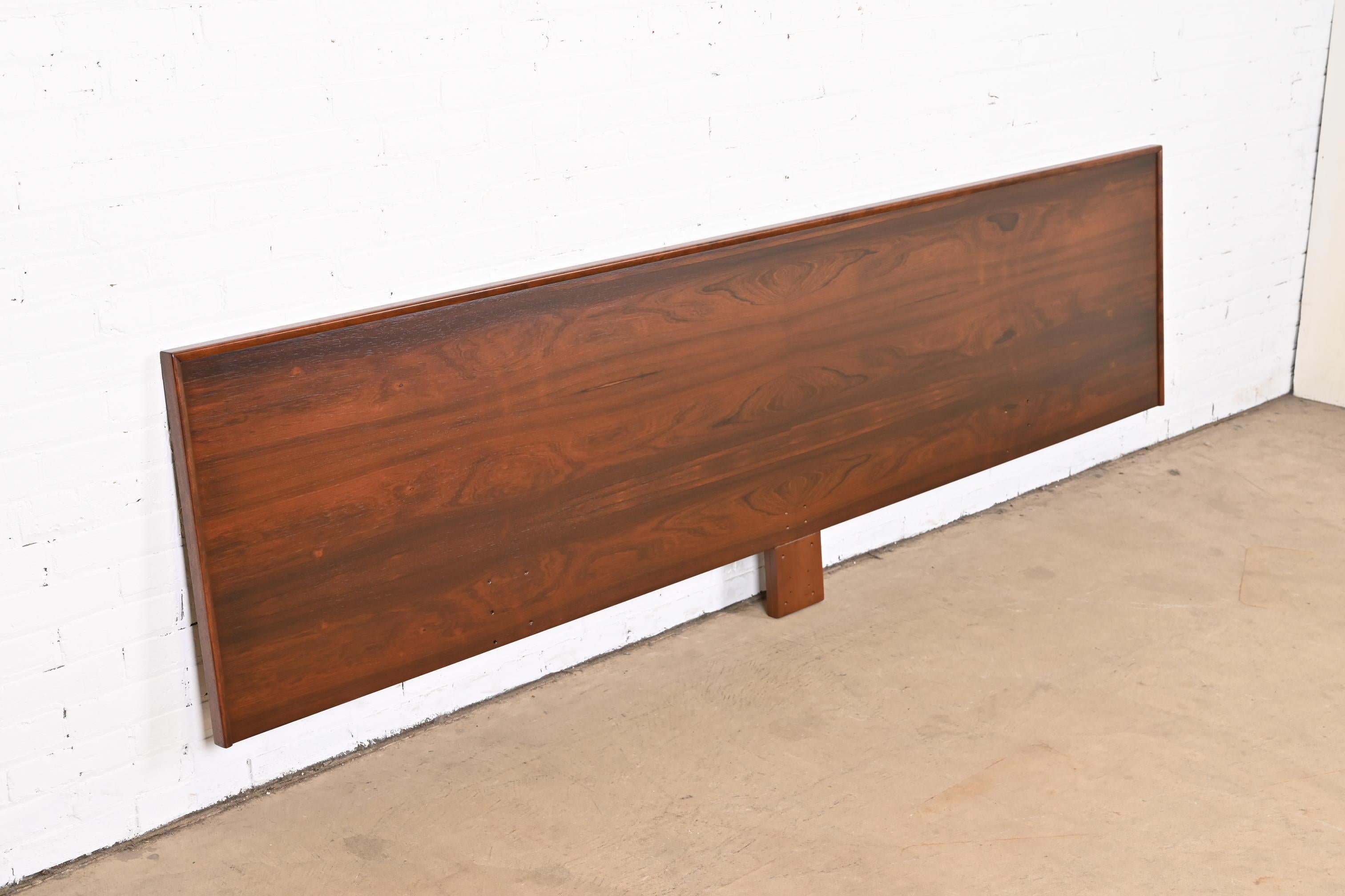 Westnofa Scandinavian Modern Rosewood King Size Headboard, Newly Refinished In Good Condition For Sale In South Bend, IN