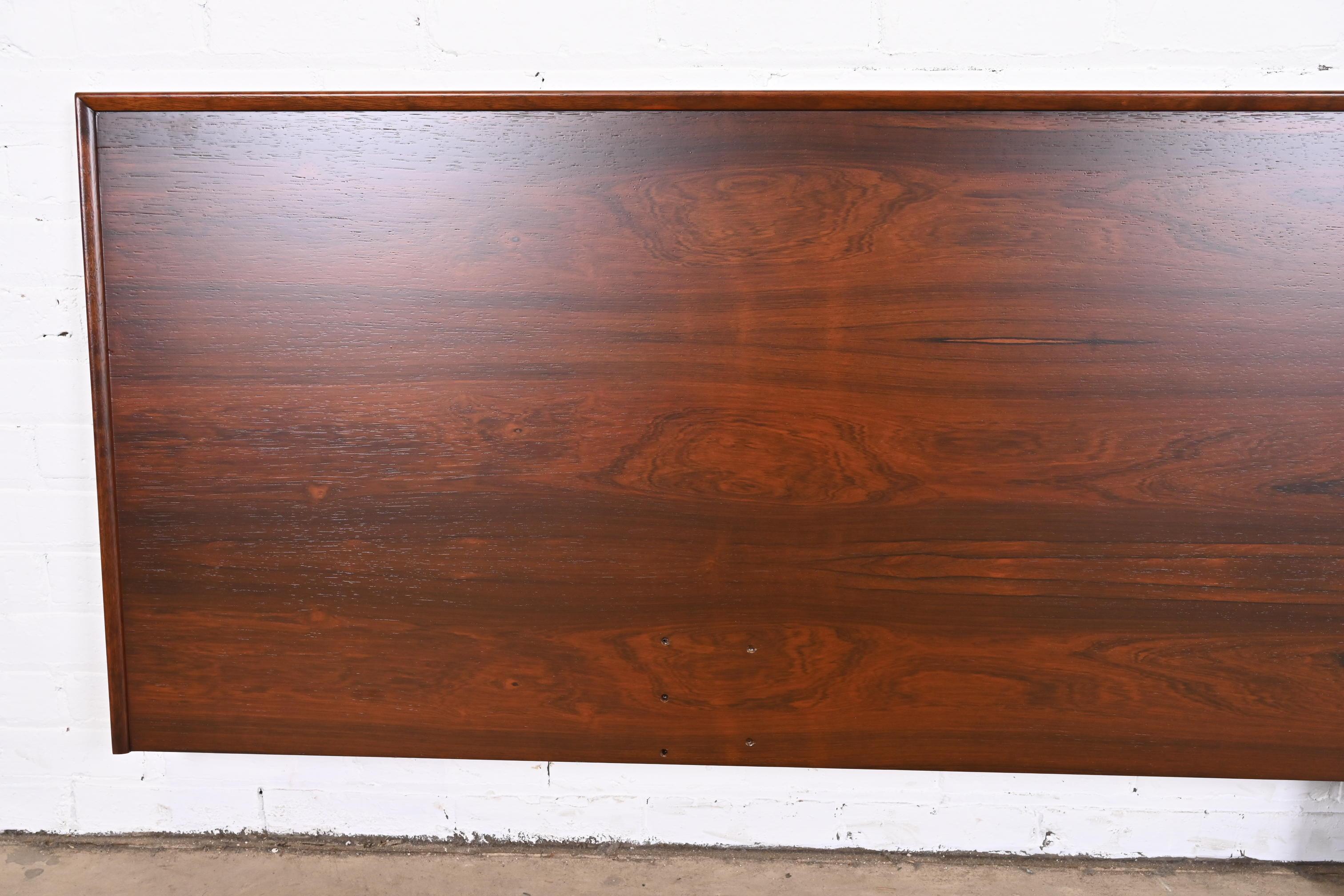 Westnofa Scandinavian Modern Rosewood King Size Headboard, Newly Refinished For Sale 1