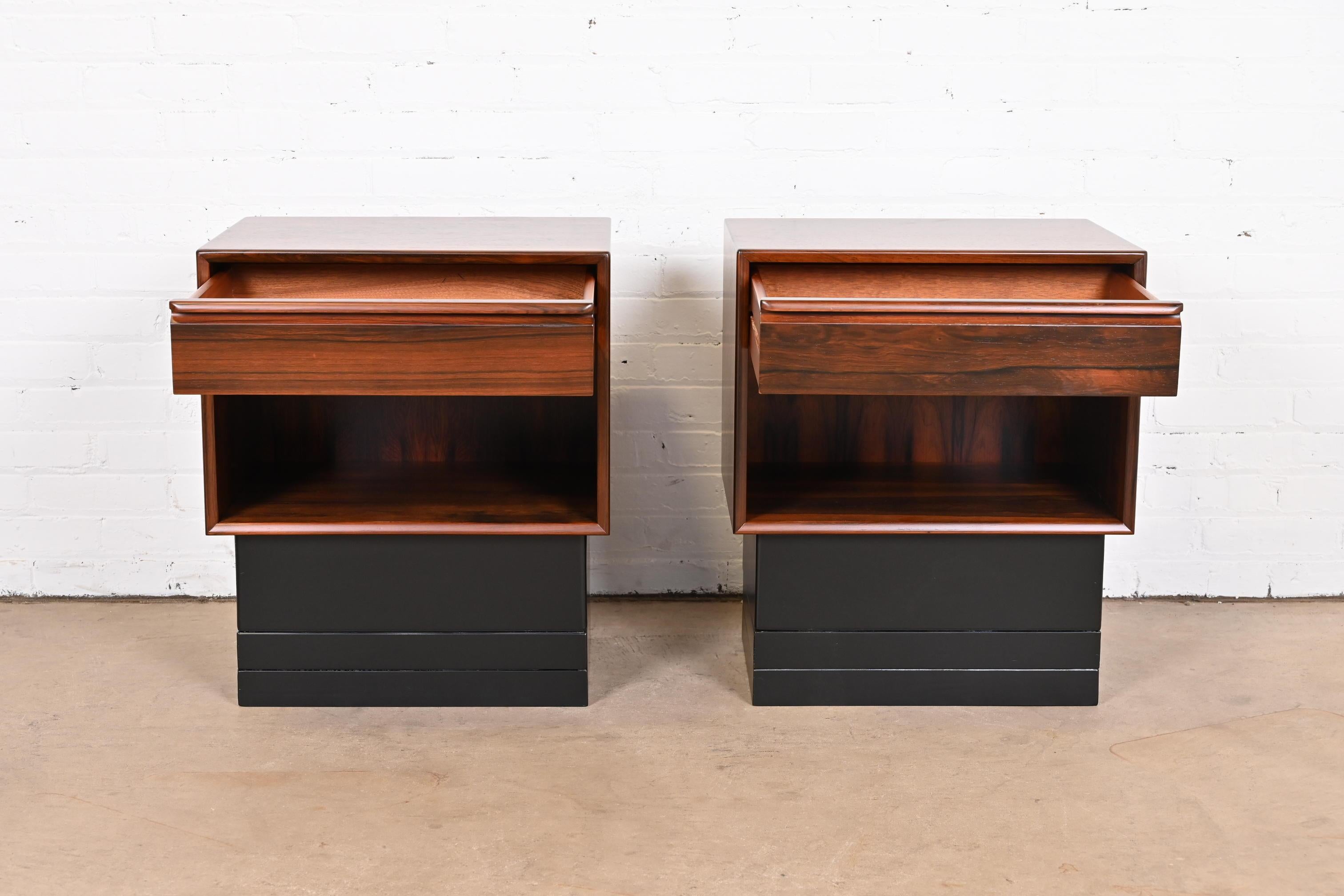 Westnofa Scandinavian Modern Rosewood Nightstands, Newly Refinished For Sale 3