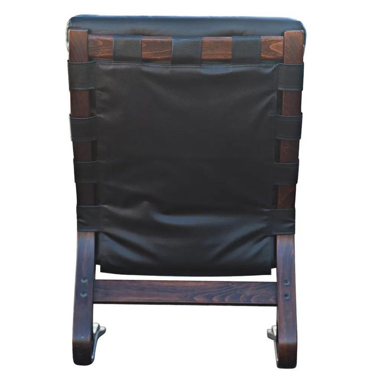 Leather Westnofa Scandinavian Rosewood Lounge Chair & Ottoman by Ingmar Relling For Sale