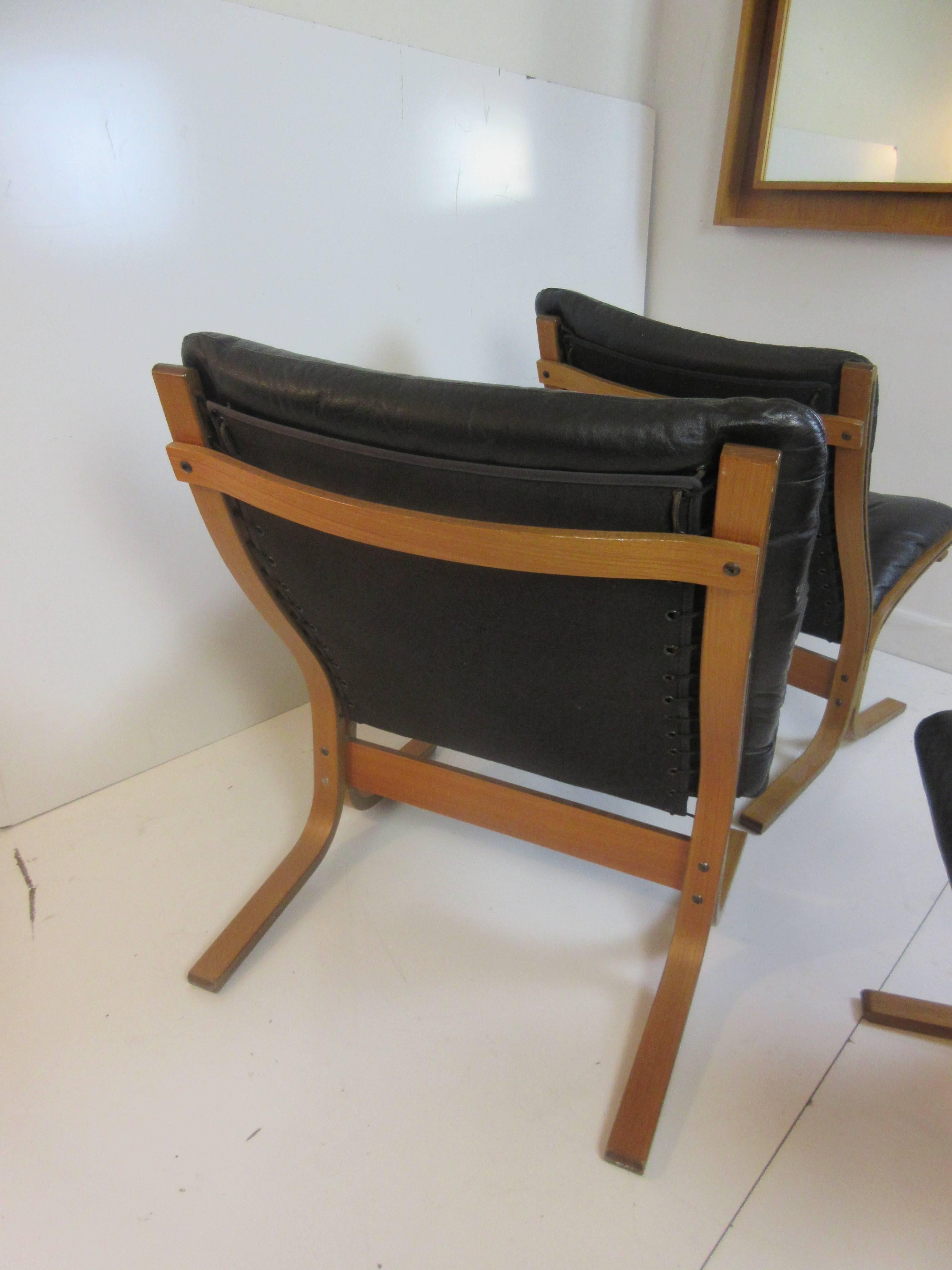 Norwegian Westnofa Siesta Leather Chairs and Ottoman by Ingmar Relling