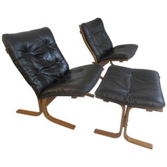 Westnofa Siesta Leather Chairs and Ottoman by Ingmar Relling