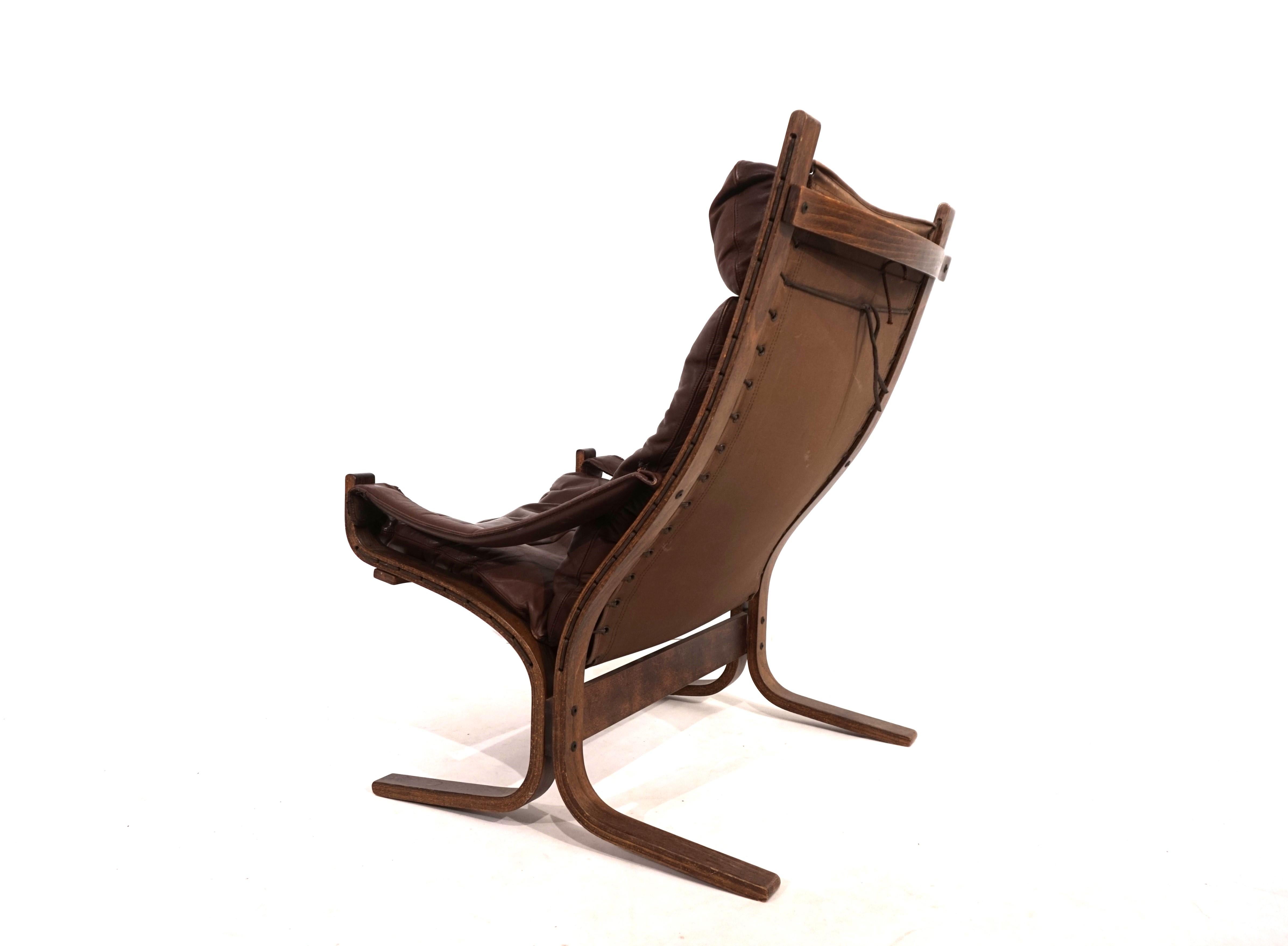 Mid-Century moderno Sedia da salotto in pelle Westnofa Siesta di Ingmar Relling, 1960 in vendita