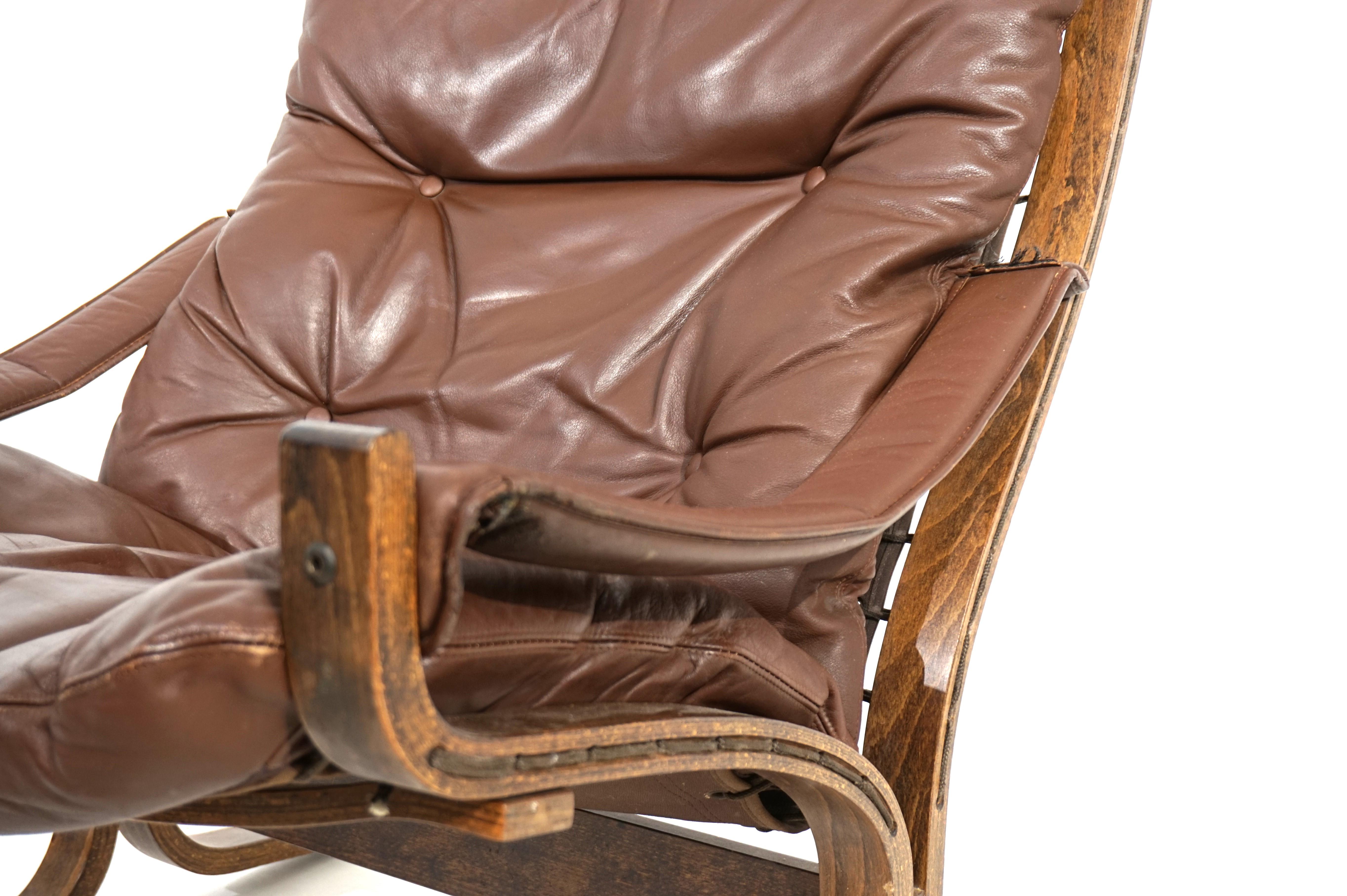 Pelle Sedia da salotto in pelle Westnofa Siesta di Ingmar Relling, 1960 in vendita
