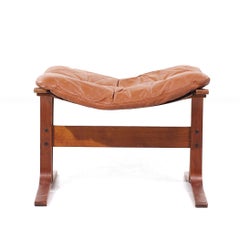 Westnofa Siesta Mid Century Leather and Bentwood Ottoman