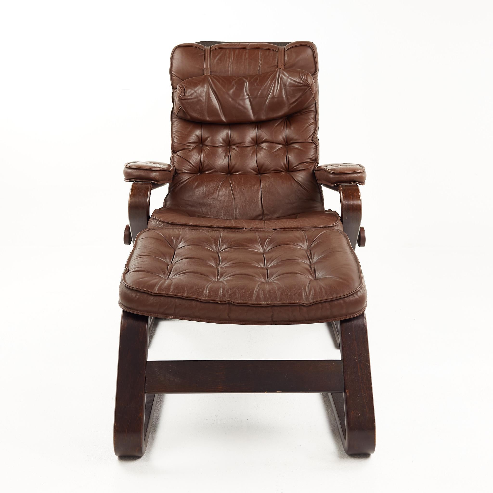 wide leather chair with ottoman