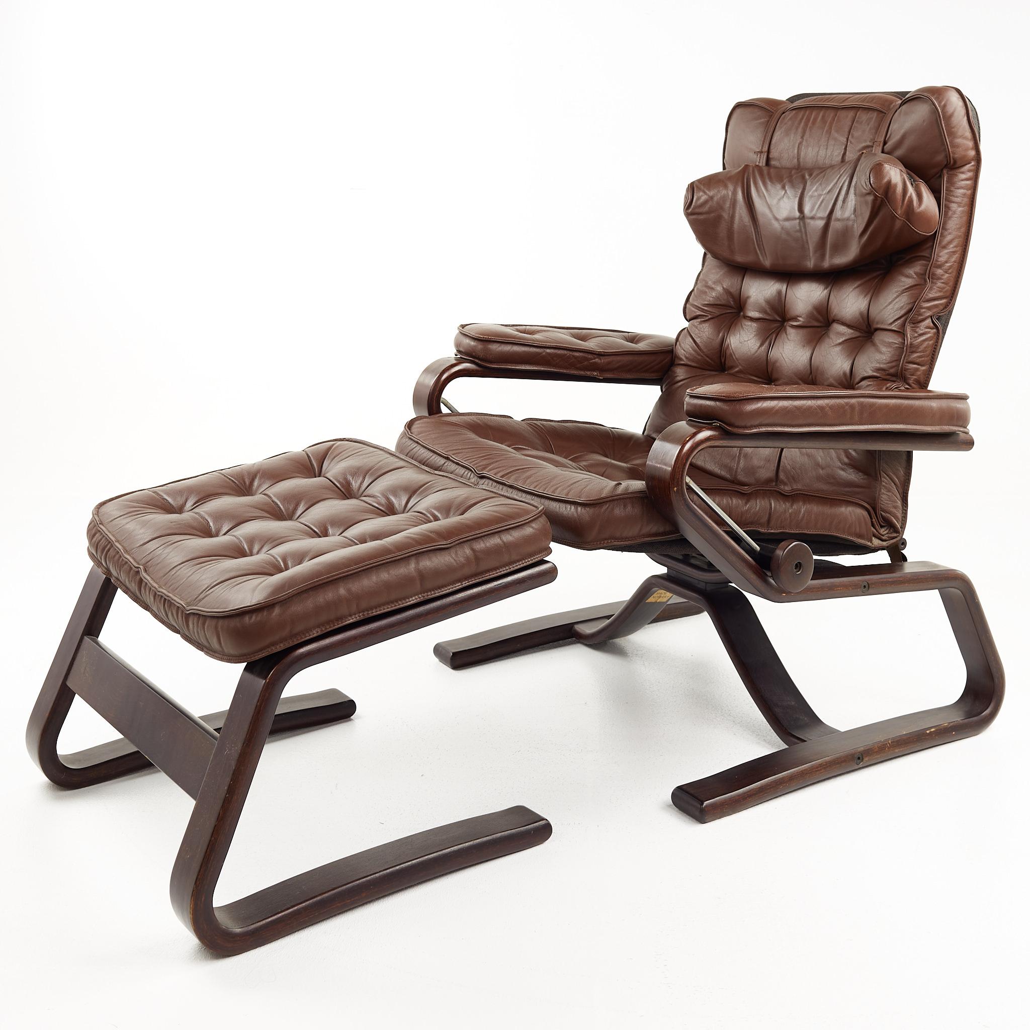 wide lounge chair and ottoman