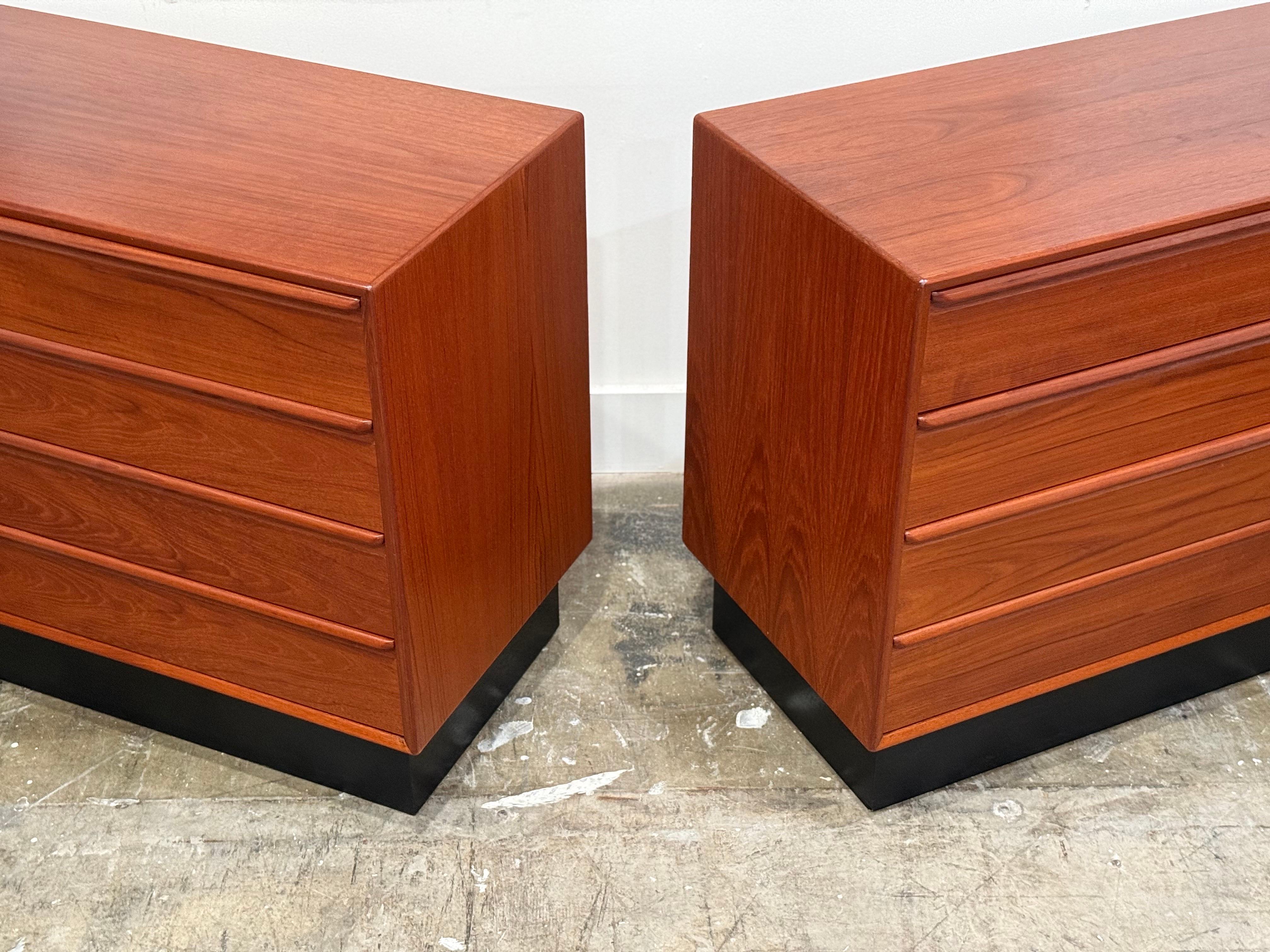 Late 20th Century Westnofa Teak Bachelors Chests - Mid Century Danish Modern Dressers Nightstands For Sale