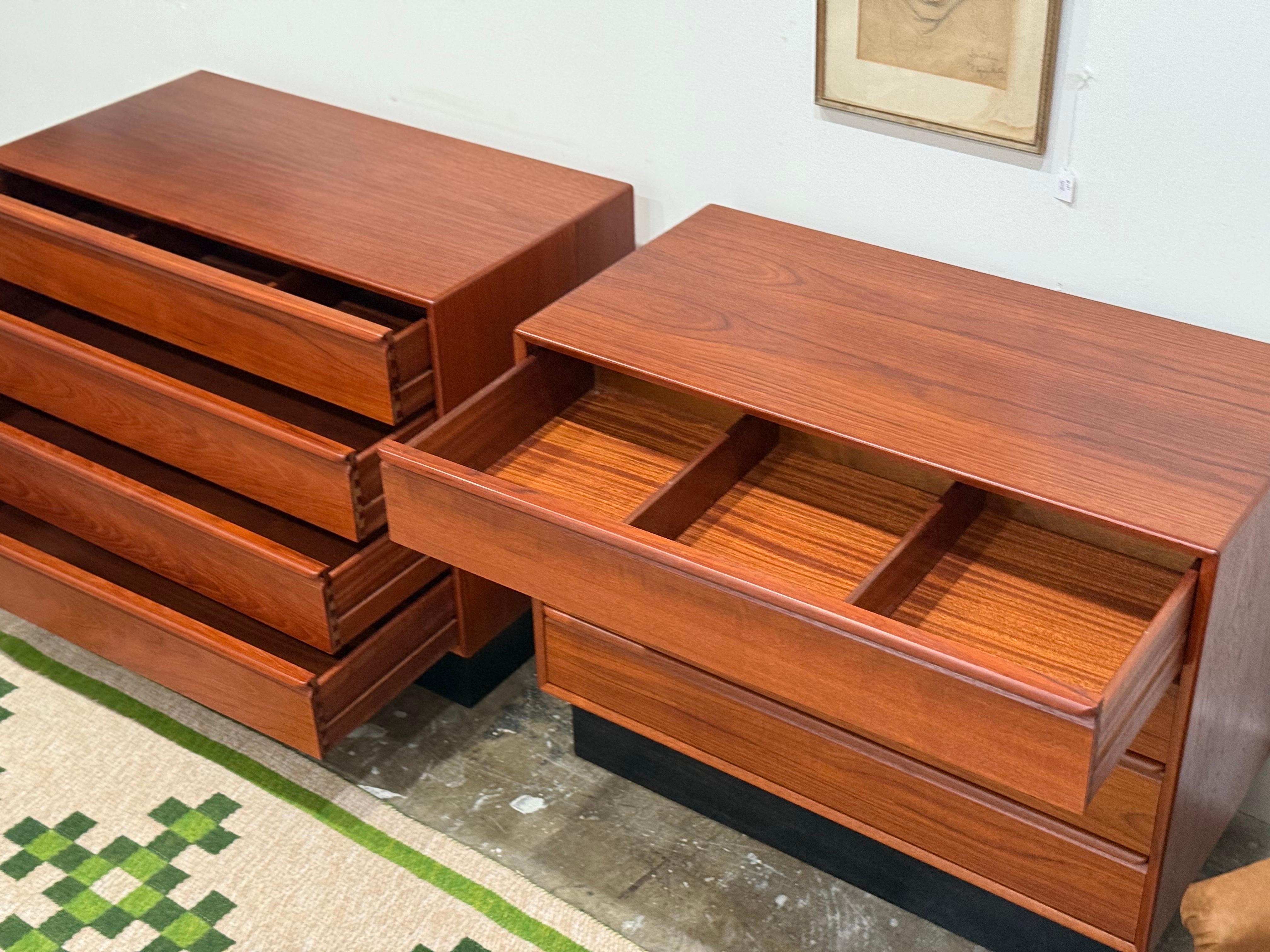 Westnofa Teak Bachelors Chests - Mid Century Danish Modern Dressers Nightstands For Sale 1