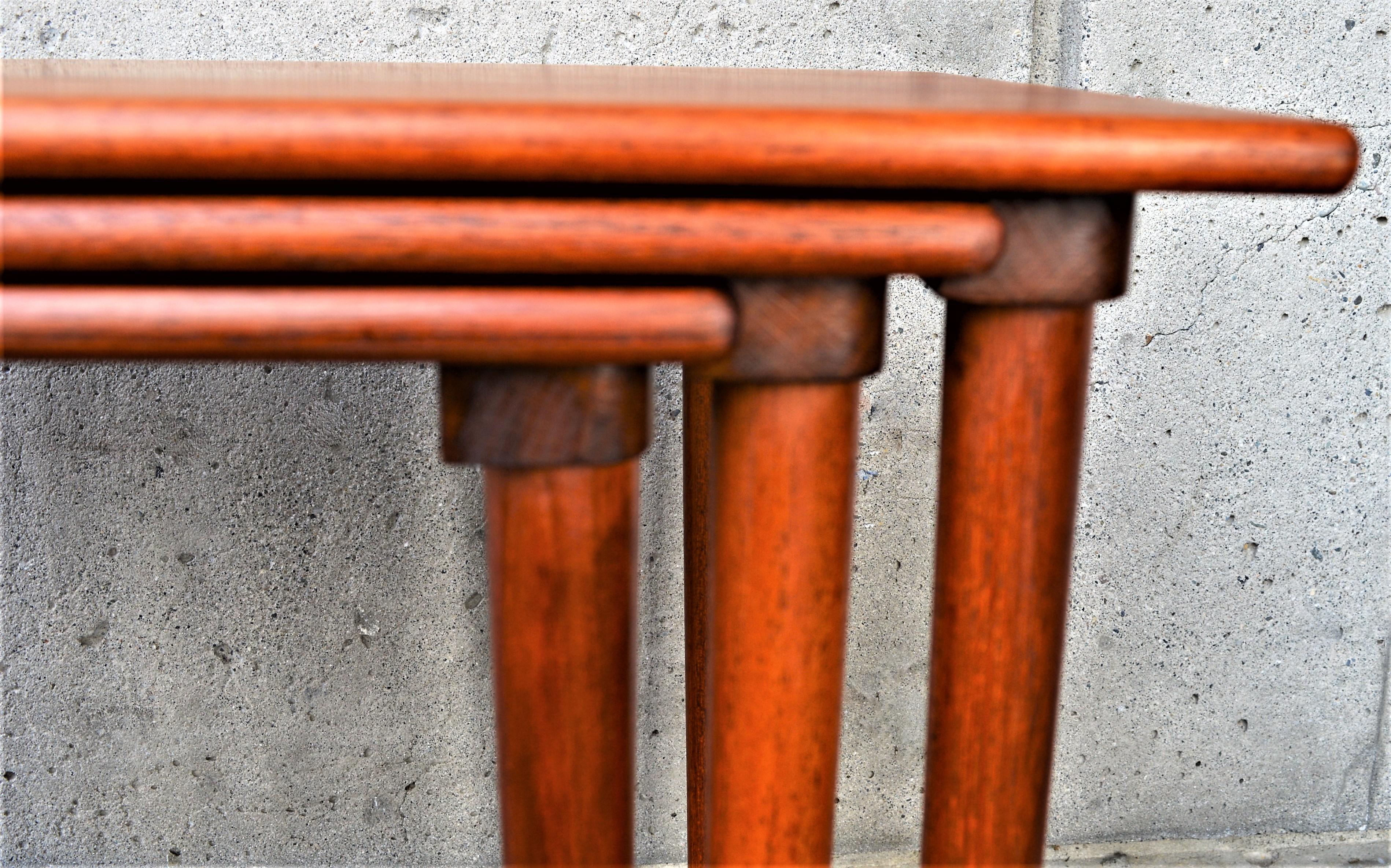 Mid-20th Century Westnofa Teak Set of 3 Nesting Tables with Conical Legs, the Lower Two Float