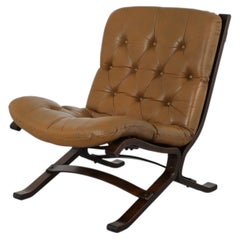Westnofa Tufted Leather Lounge Chair, Norway, 1970s