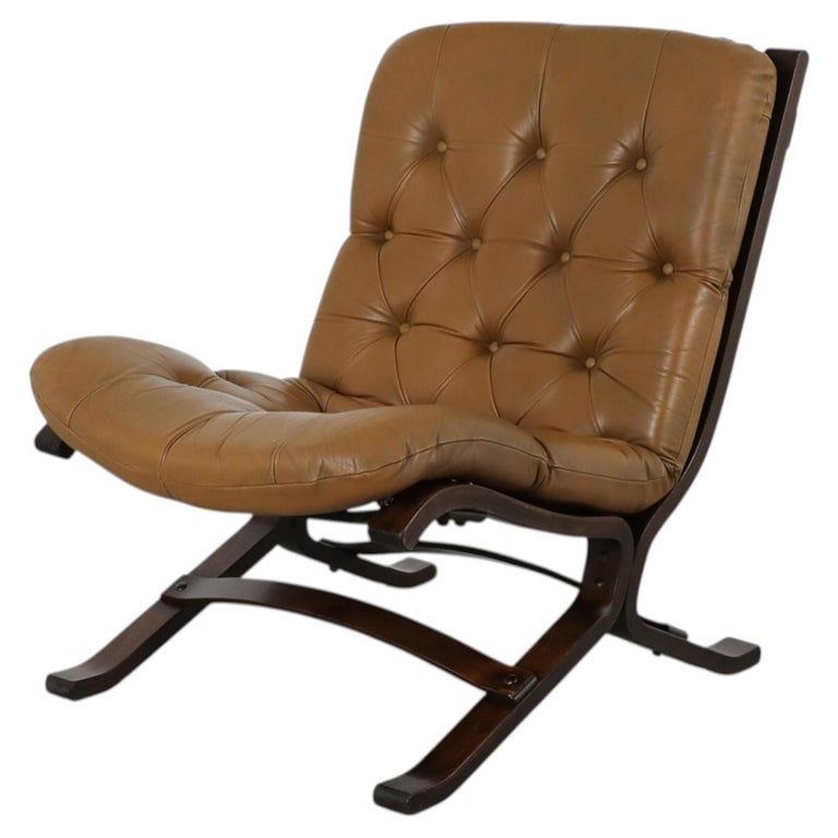 Westnofa Tufted Leather Lounge Chair, Norway, 1970s