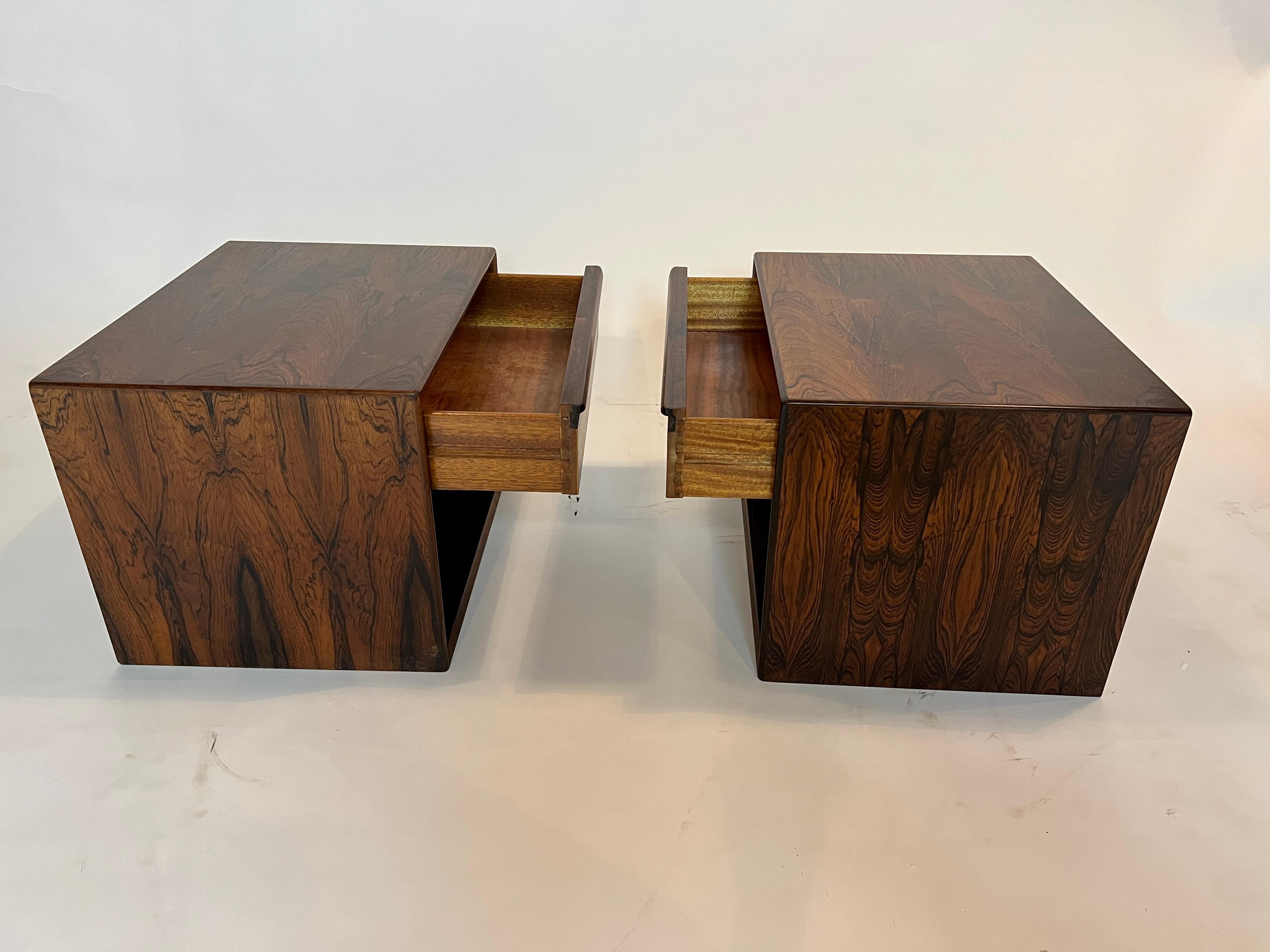 Westnofa Wall Mount Rosewood Nightstands In Good Condition For Sale In Chicago, IL