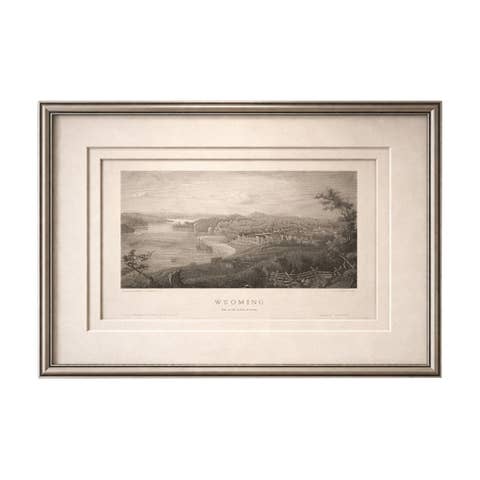 Weston Missouri River View Antique Print, Steamboat Landscape c.1850