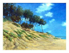 Pescadero Coastal Landscape Painting, Oil on Canvas, Framed, 1980s