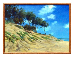 Pescadero Coastal Landscape Painting, Oil on Canvas, Framed, 1980s