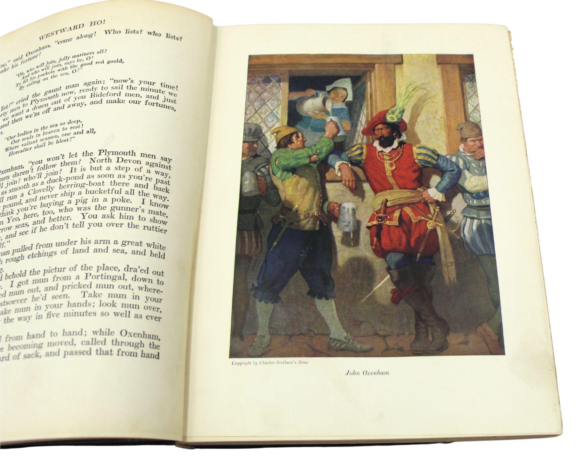 Westward Ho! by Charles Kingsley, Illustrated by N. C. Wyeth, 1924 In Good Condition For Sale In Colorado Springs, CO