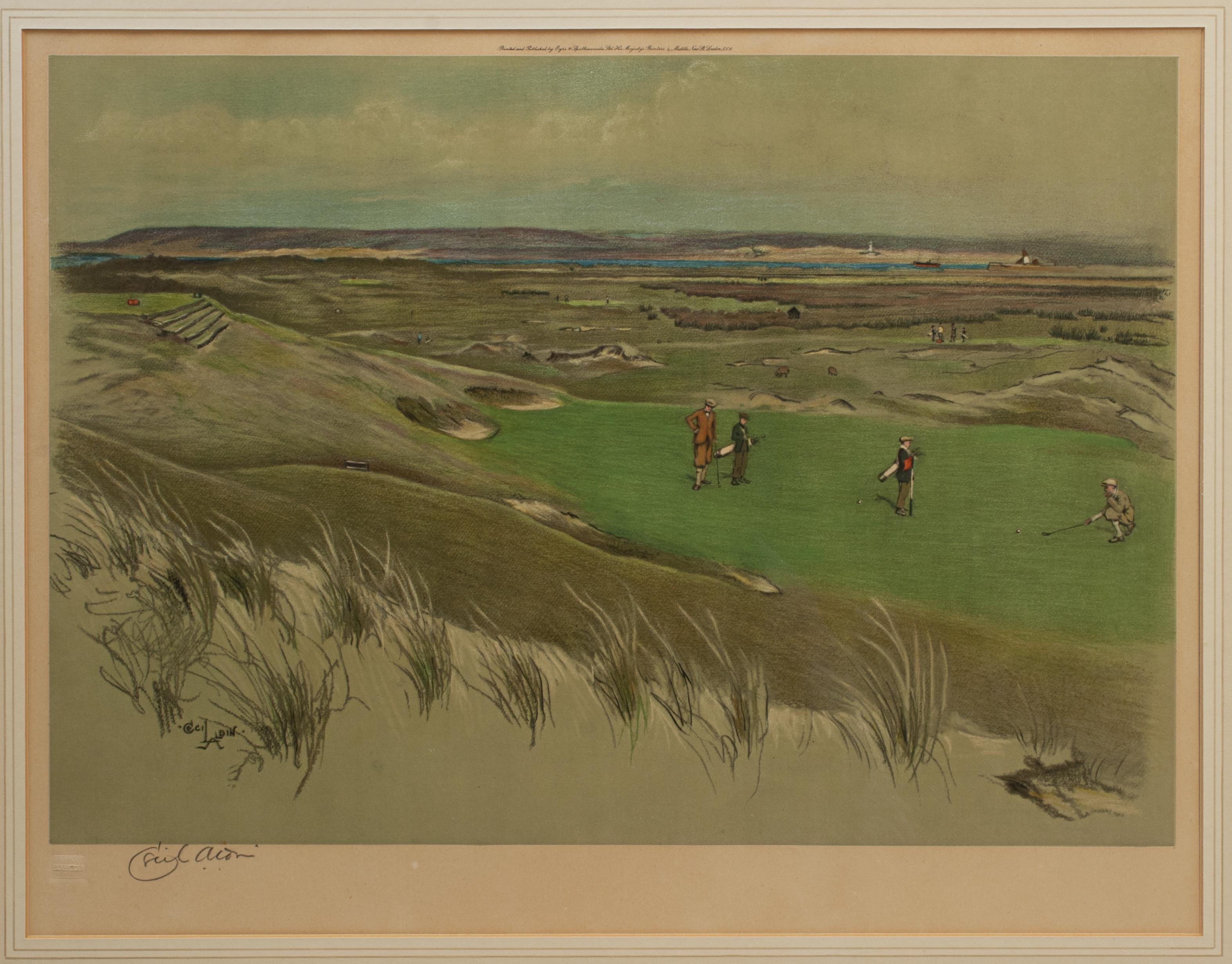 ¡Hacia el Oeste! (Real Club de Golf de North Devon) 6ª Foto de Golf Green, Cecil Aldin Británico en venta