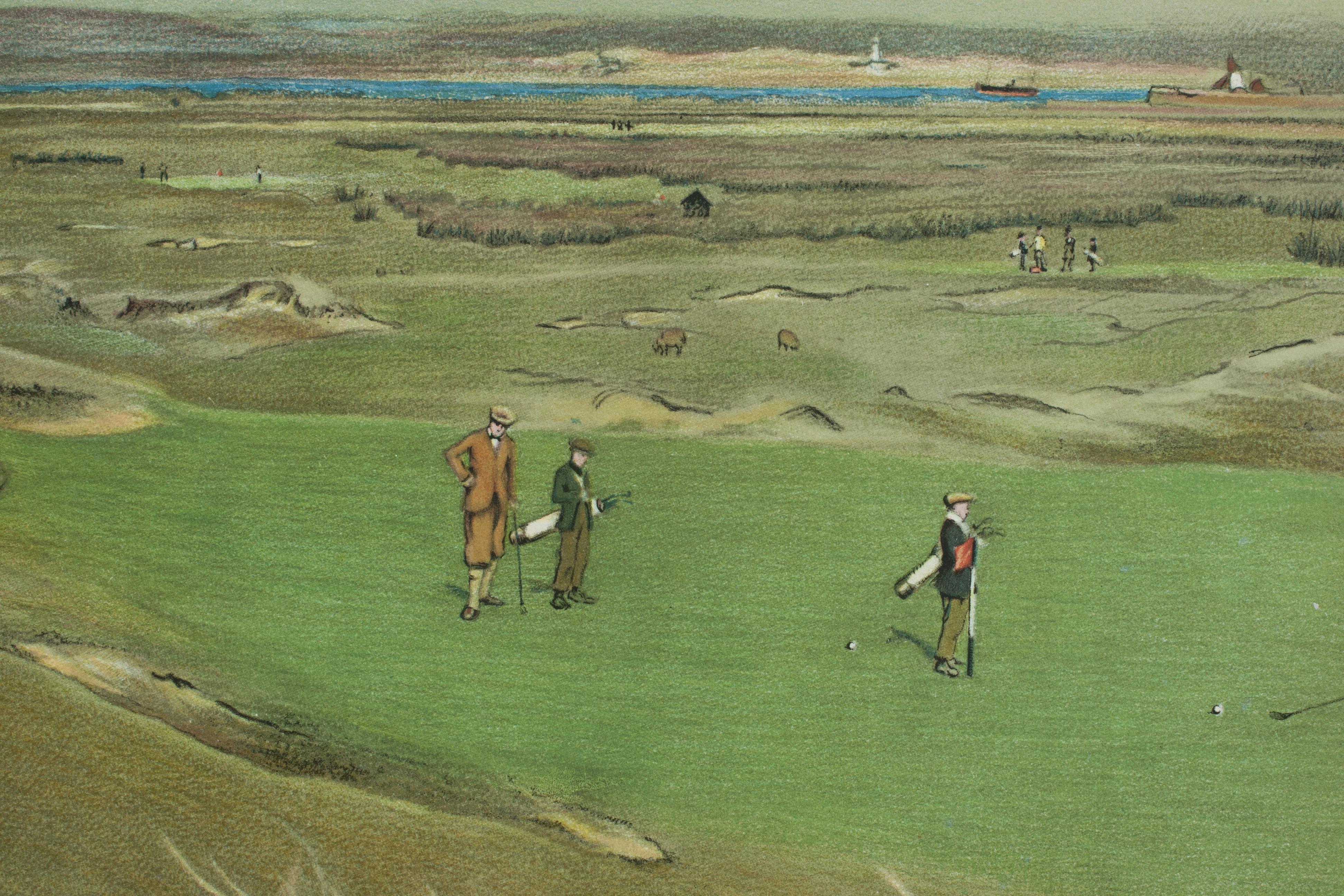Papier Vers l'ouest ! (Royal North Devon Golf Club) 6e photo de golf vert, Cecil Aldin en vente
