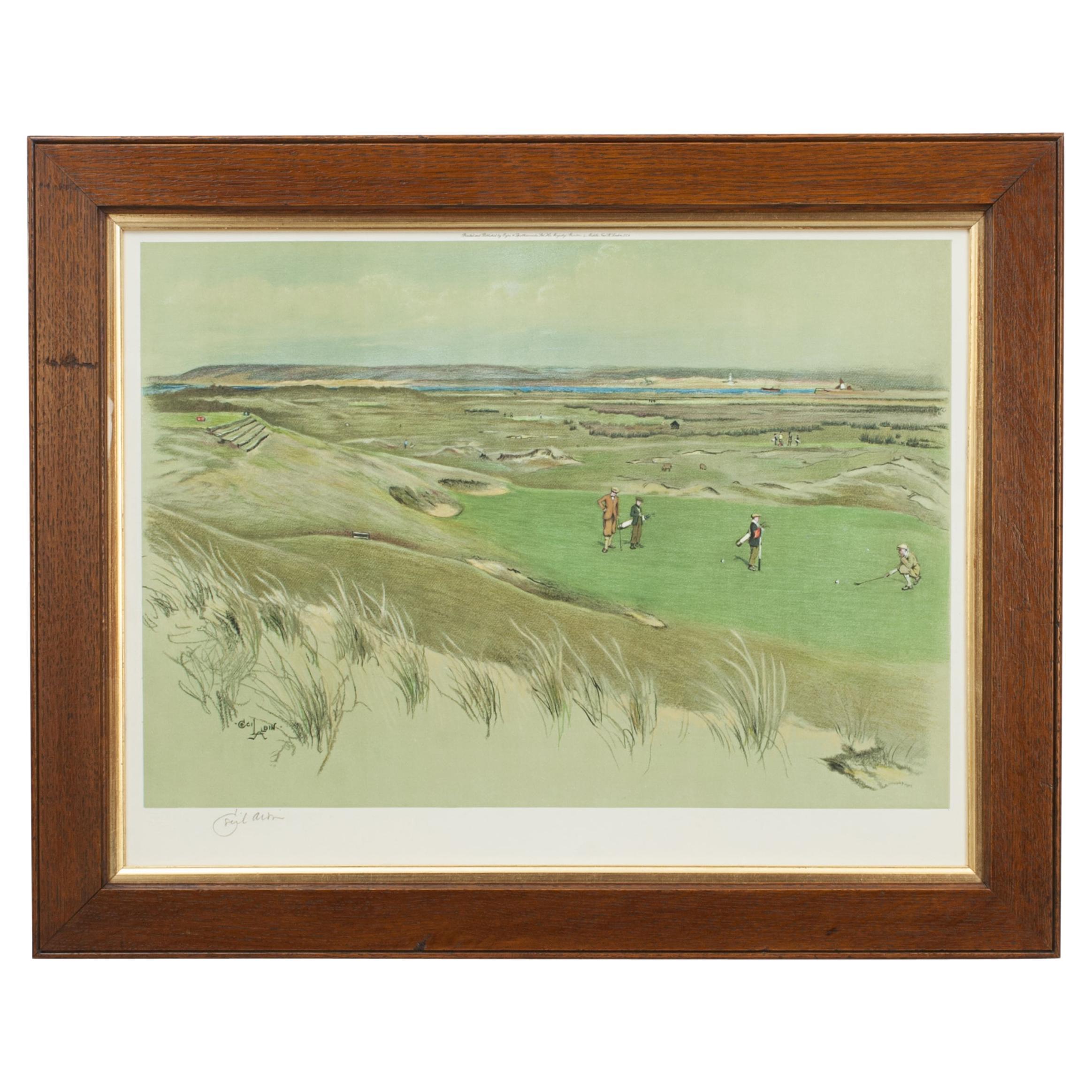 Westward Ho! (Royal North Devon Golf Club) 6. Grünes Golfbild, Cecil Aldin im Angebot