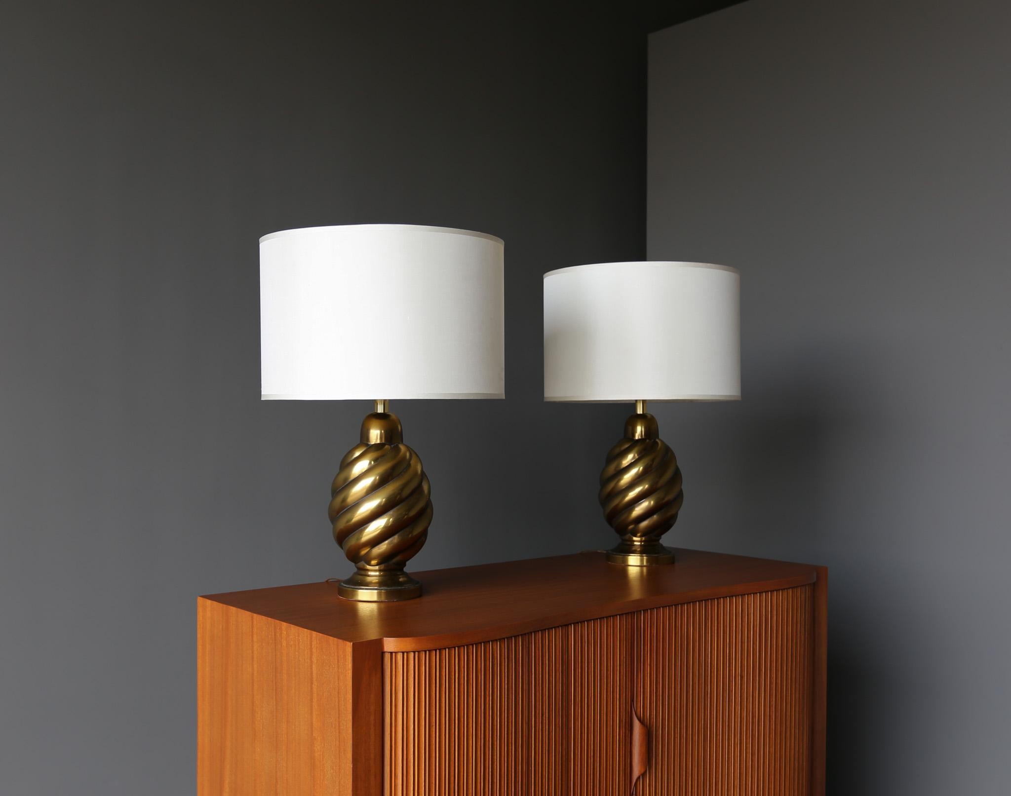 American Westwood Industries Aged Brass Lamps, United States, c.1970