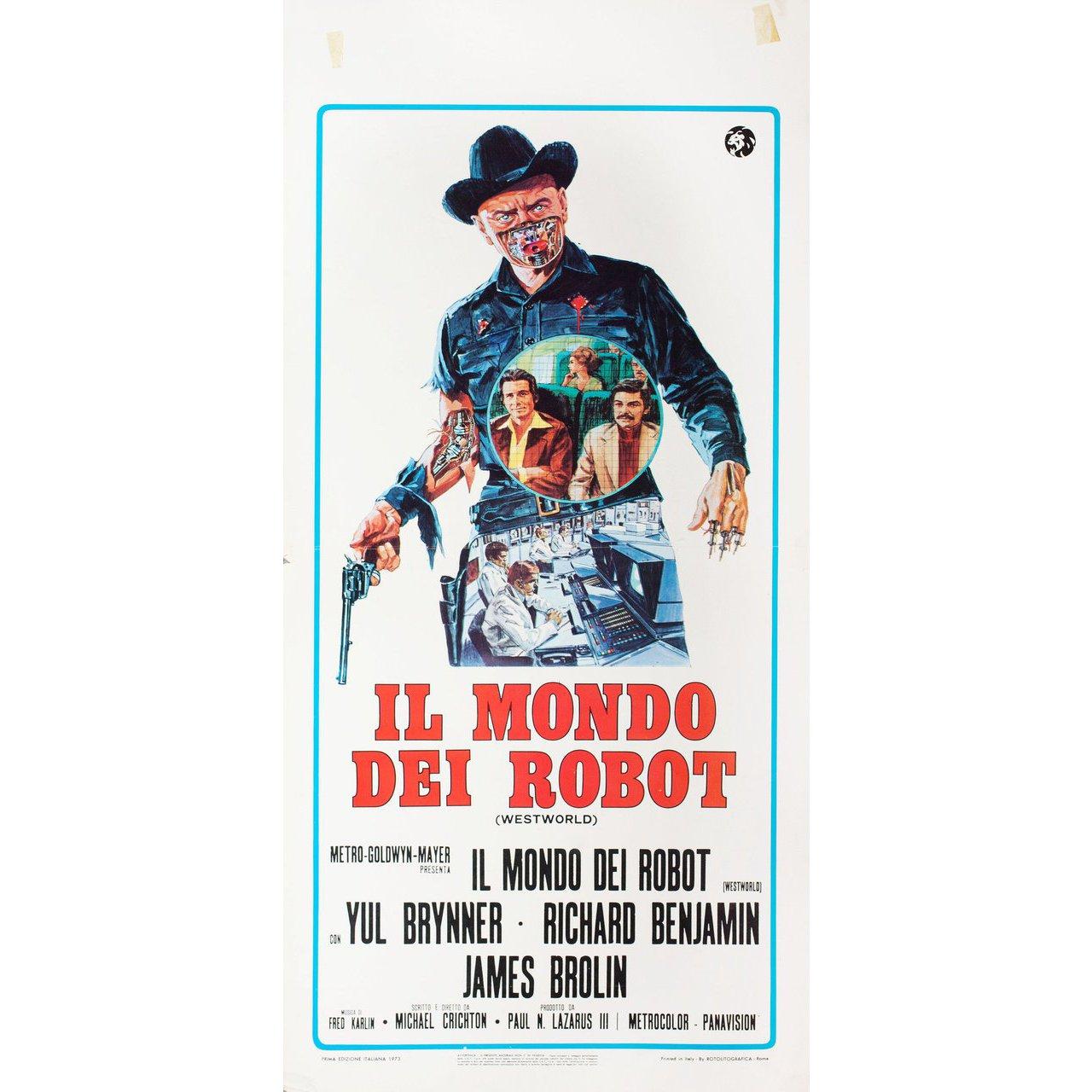 Original 1973 Italian locandina poster for the film Westworld directed by Michael Crichton with Yul Brynner / Richard Benjamin / James Brolin / Norman Bartold. Very good-fine condition, folded. Many original posters were issued folded or were