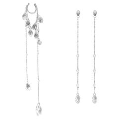 Wet Ear Set in 925 Sterling Silver, Zirconia Studs & Glass Crystals by O Sh
