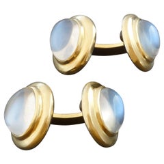 Vintage Weyersberg German Modernist Moonstone Gold Double Cufflinks, 1950s