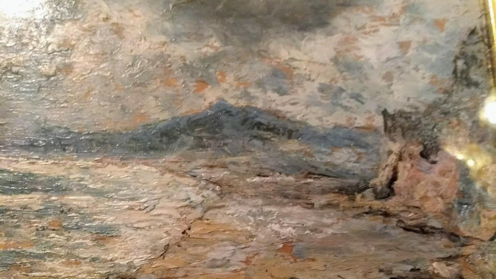 Legno dorato Baia di Weymouth, Inghilterra, Olio su pannello, XIX secolo in vendita