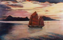 W.F. - 20th Century Oil, A Boat at Sunset