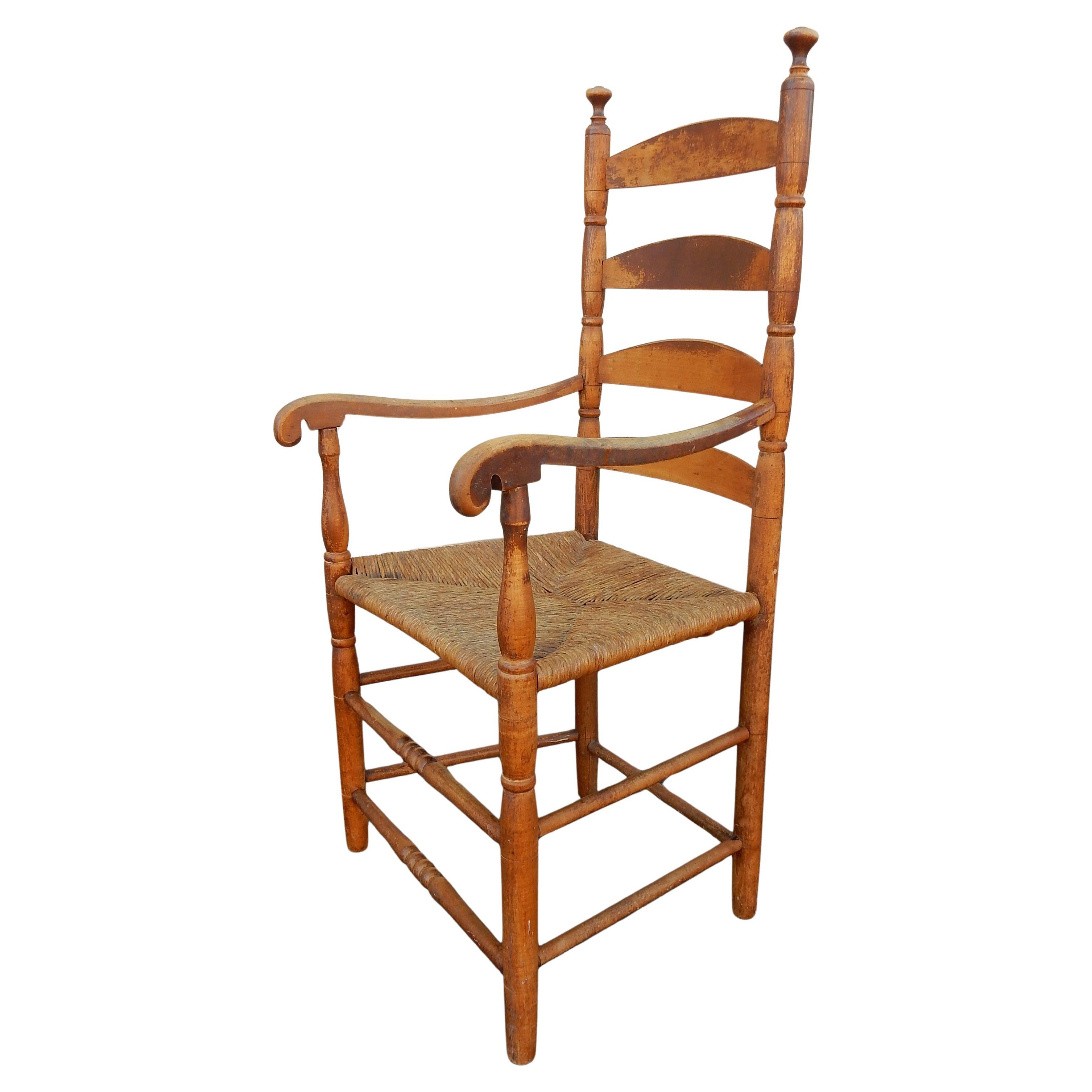 Americano W.F. In-House Design Sedie Shaker con schienale a scaletta con seduta Rush 4 in vendita
