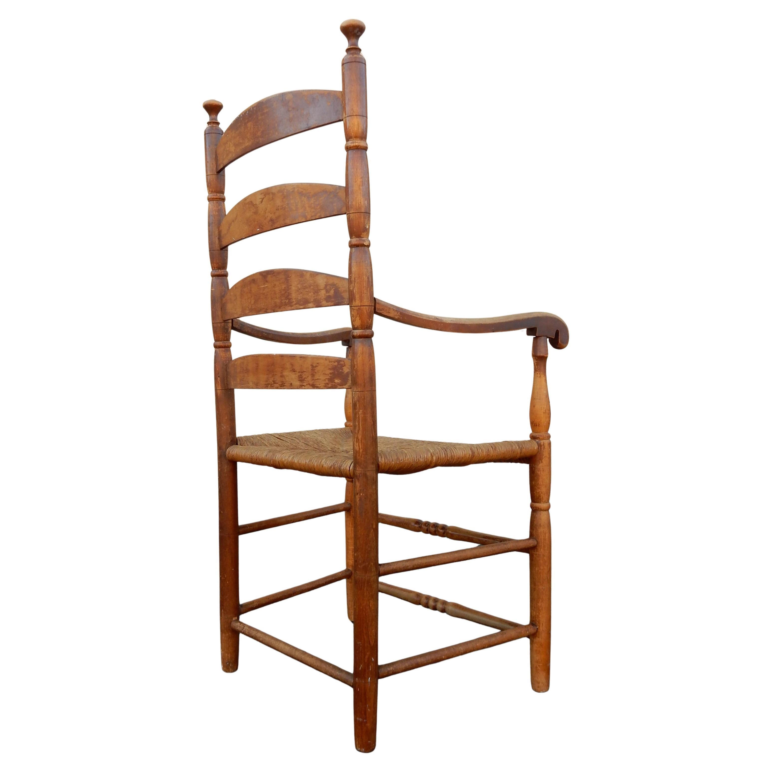 XX secolo W.F. In-House Design Sedie Shaker con schienale a scaletta con seduta Rush 4 in vendita