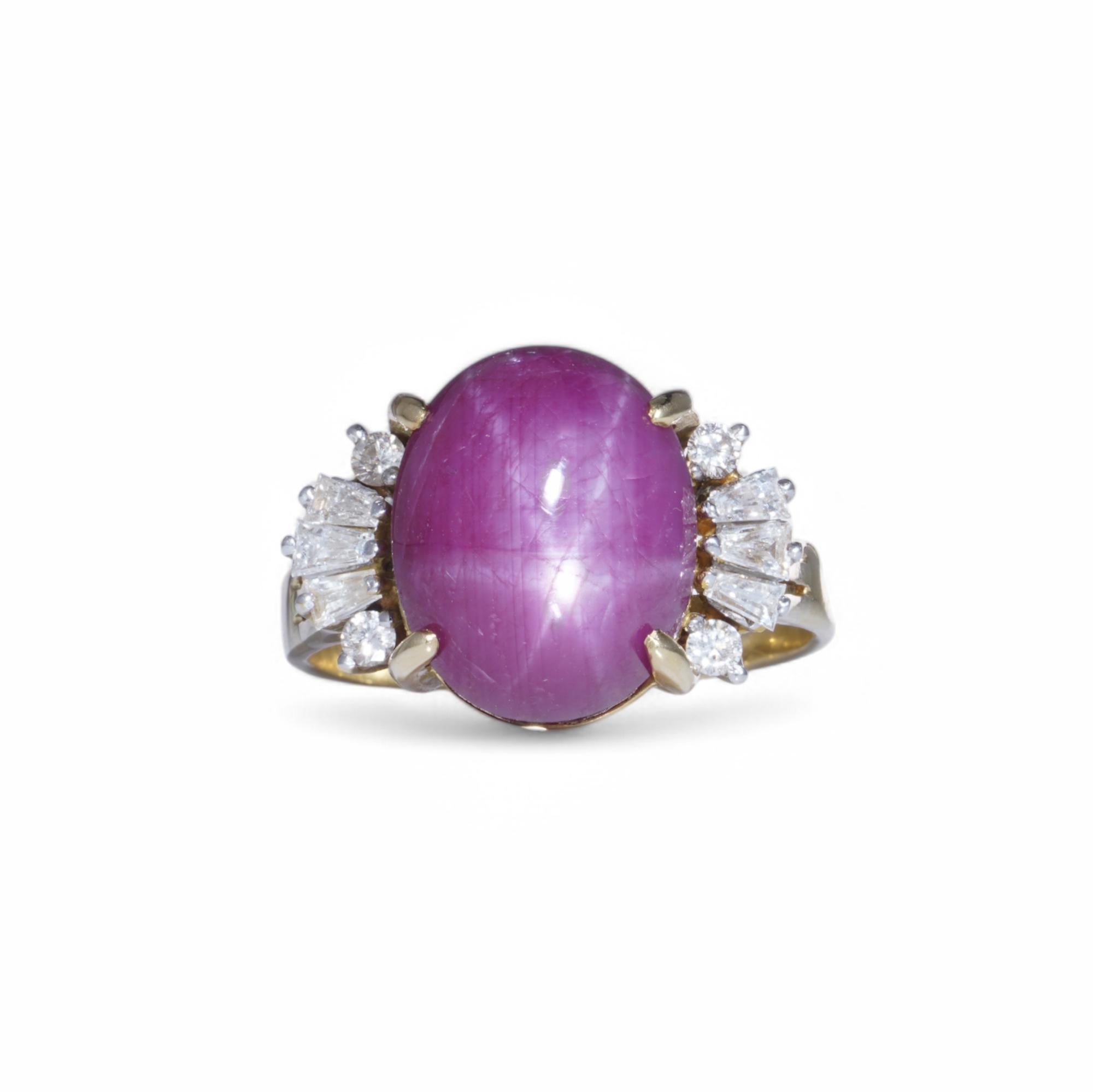 Cabochon WGI Certified 15.75-carat natural Burma star ruby cabochon ring For Sale
