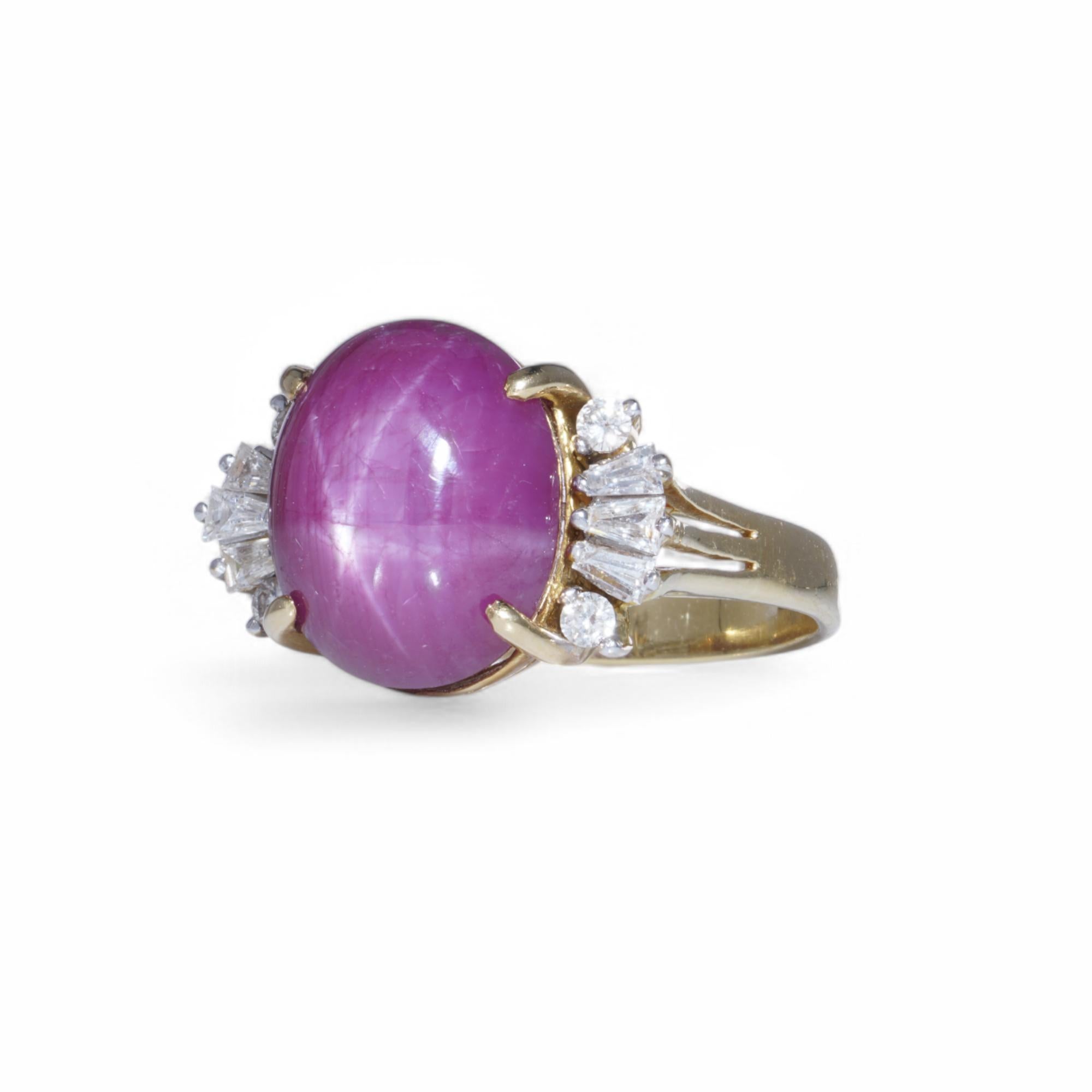 WGI Certified 15.75-carat natural Burma star ruby cabochon ring For Sale 1