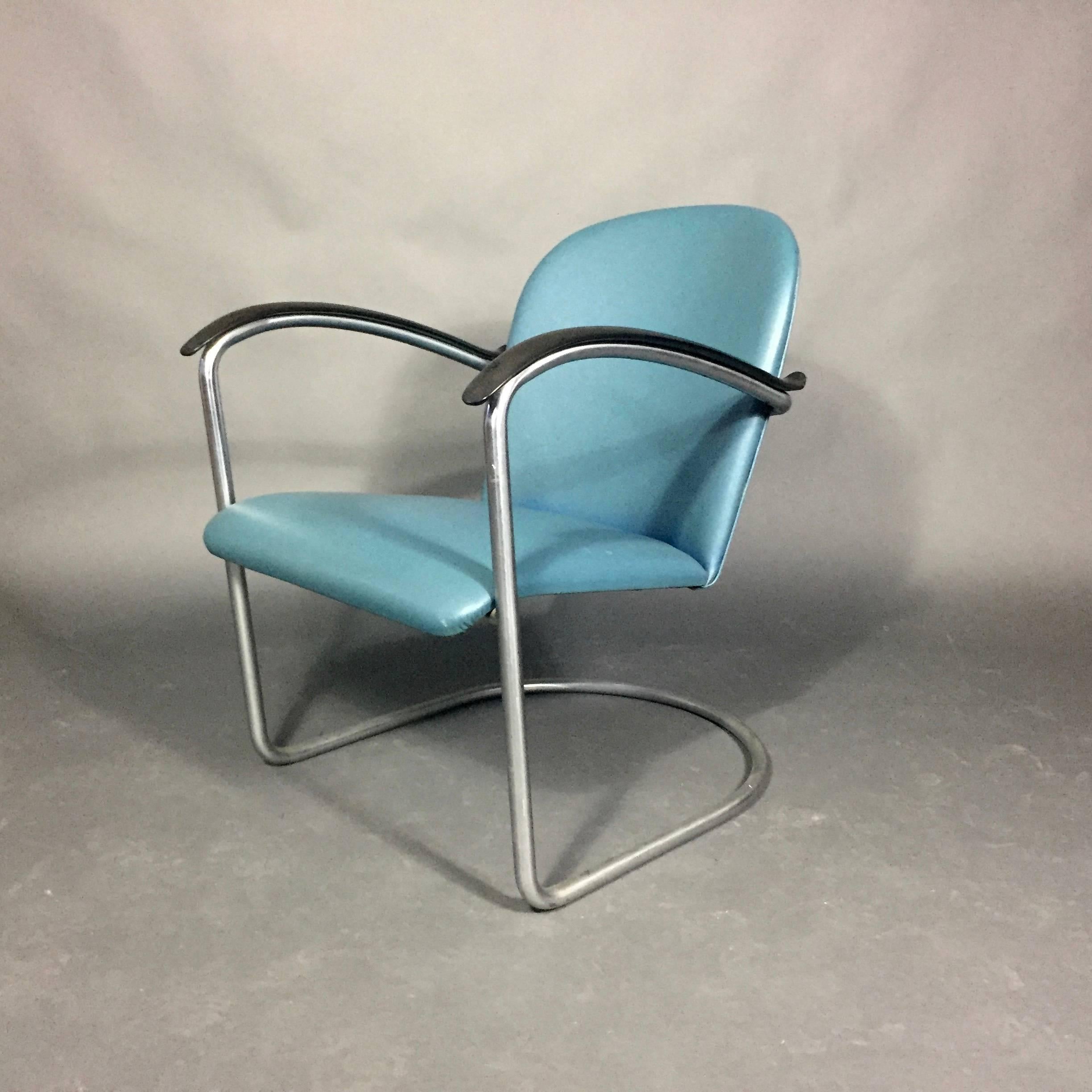 Chrome W.H. Gispen Armchair for T.H. Delft, Netherlands, 1961 For Sale