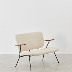 W.H. Gispen Rare Loveseat in Sheepspelt, Kembo, Netherlands, 1950