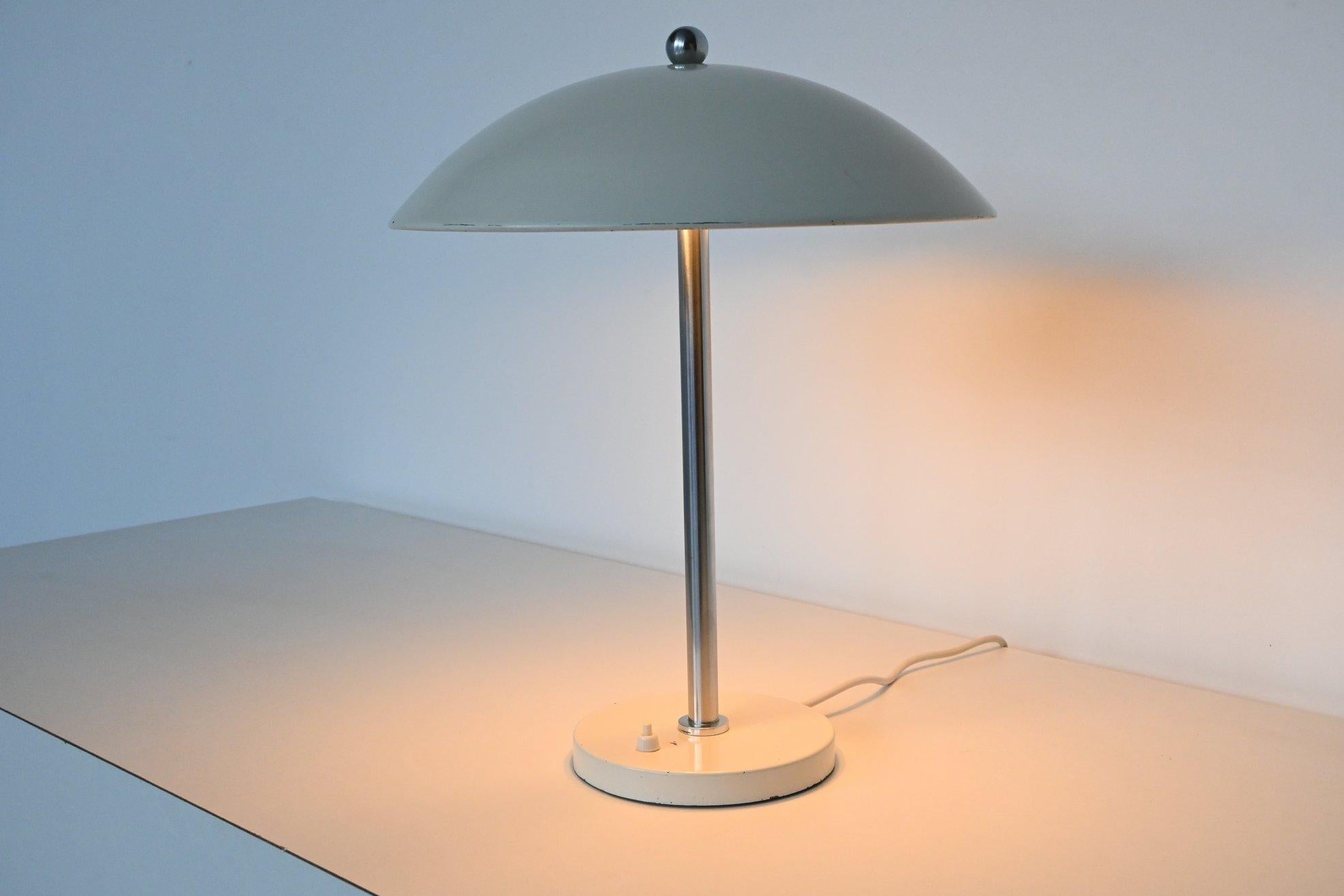 Metal W.H. Gispen White Mushroom Table Lamp Gispen, The Netherlands, 1950