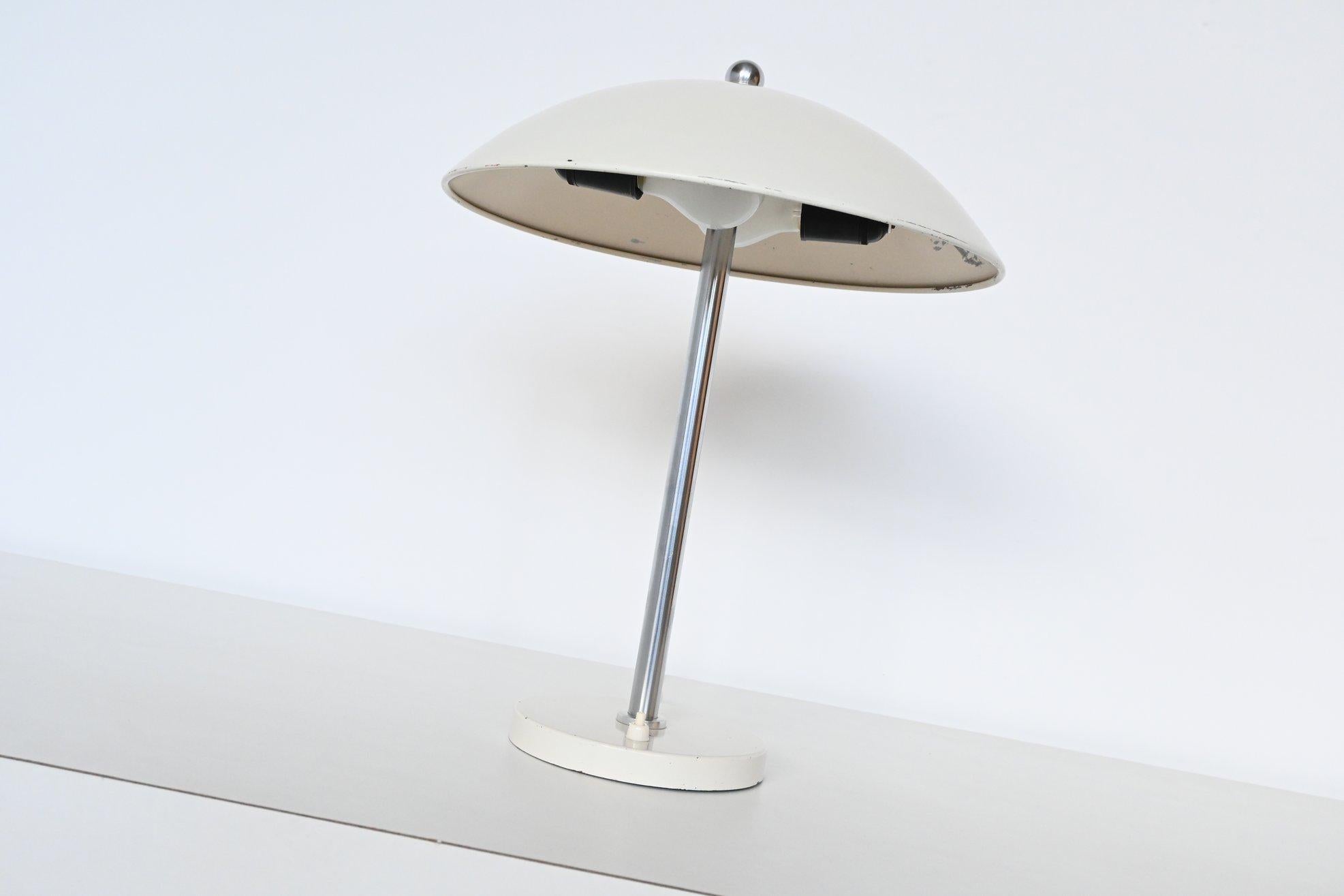 W.H. Gispen White Mushroom Table Lamp Gispen, The Netherlands, 1950 In Good Condition In Etten-Leur, NL