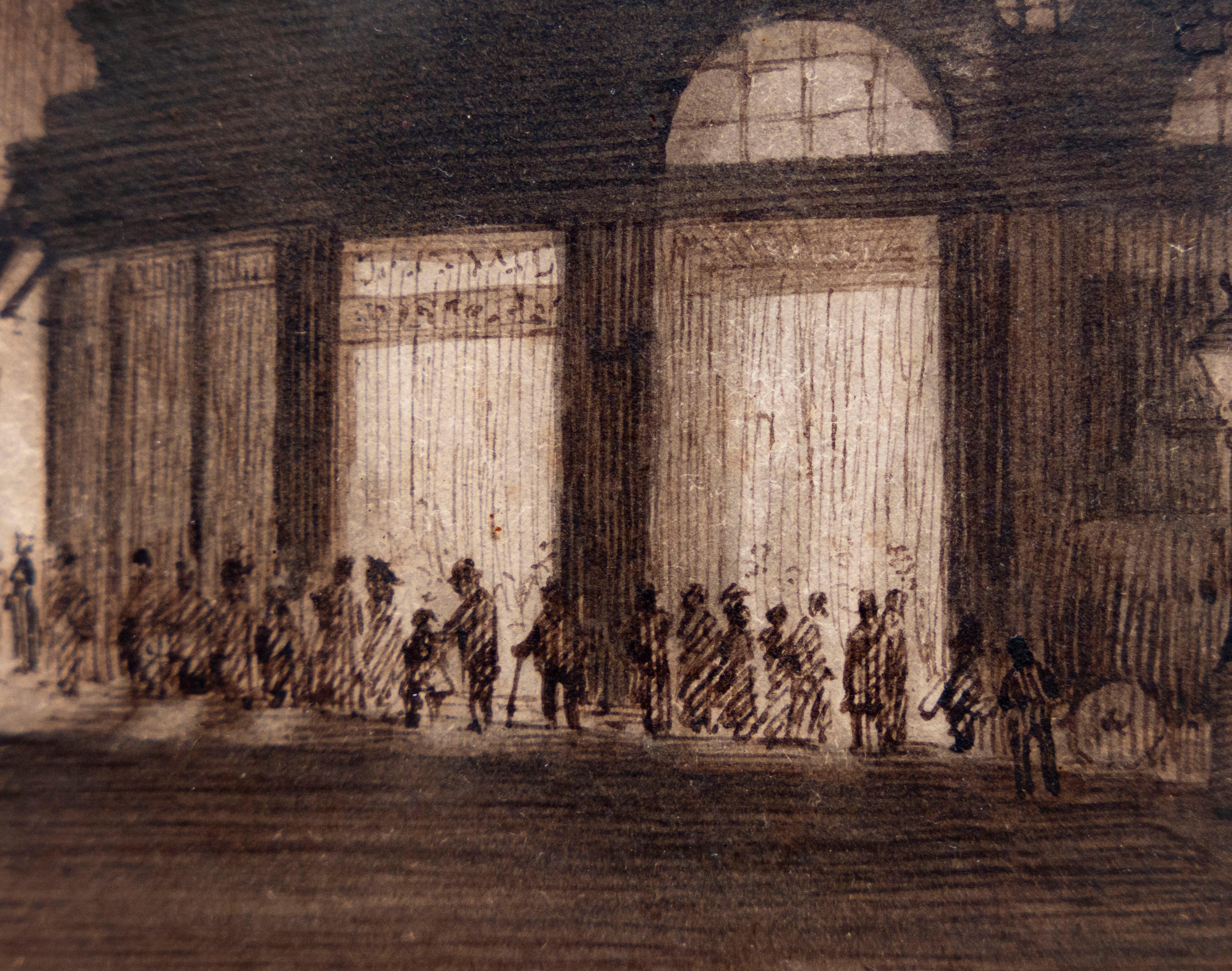 Nachtszene in South Kensington (1914). Originalzeichnung von W.H.Manuel im Angebot 1