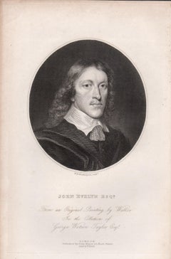 John Evelyn Esq., diarista inglés, grabado retrato de principios del siglo XIX