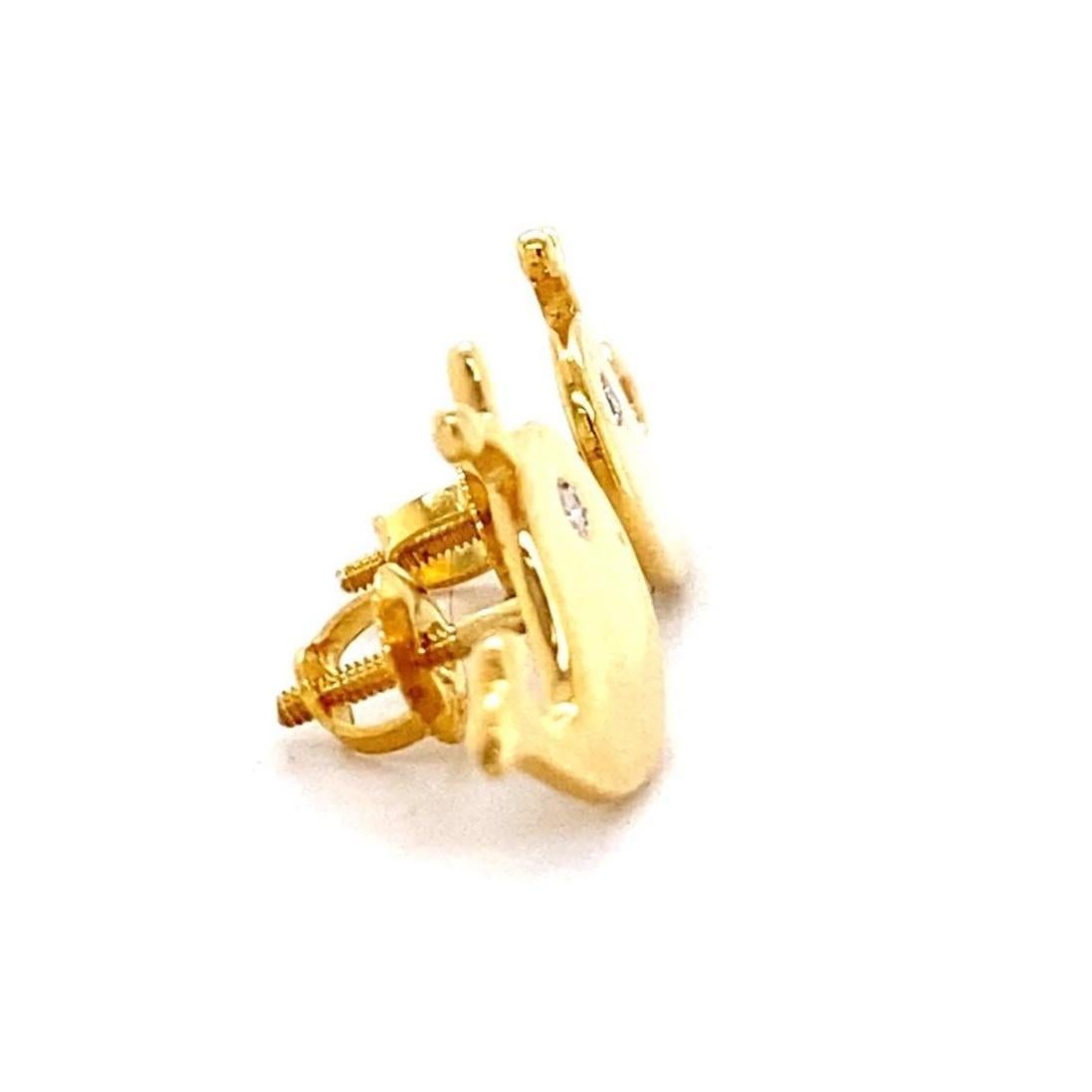 Women's Whale Diamond Stud Earrings in 14K Solid Gold (Certified) For Sale